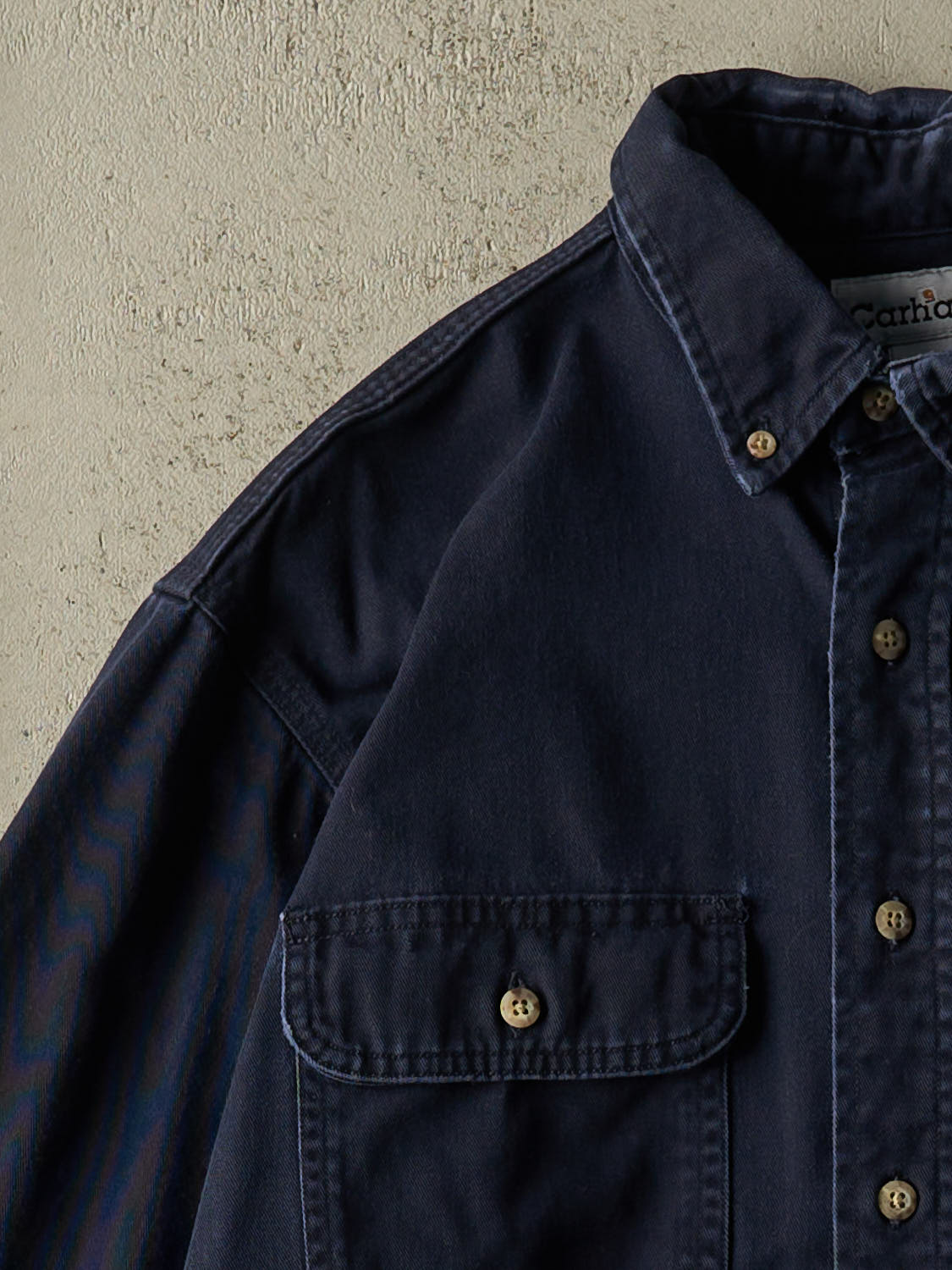 Vintage Y2K Navy Blue Carhartt Button Up  Long Sleeve (L)