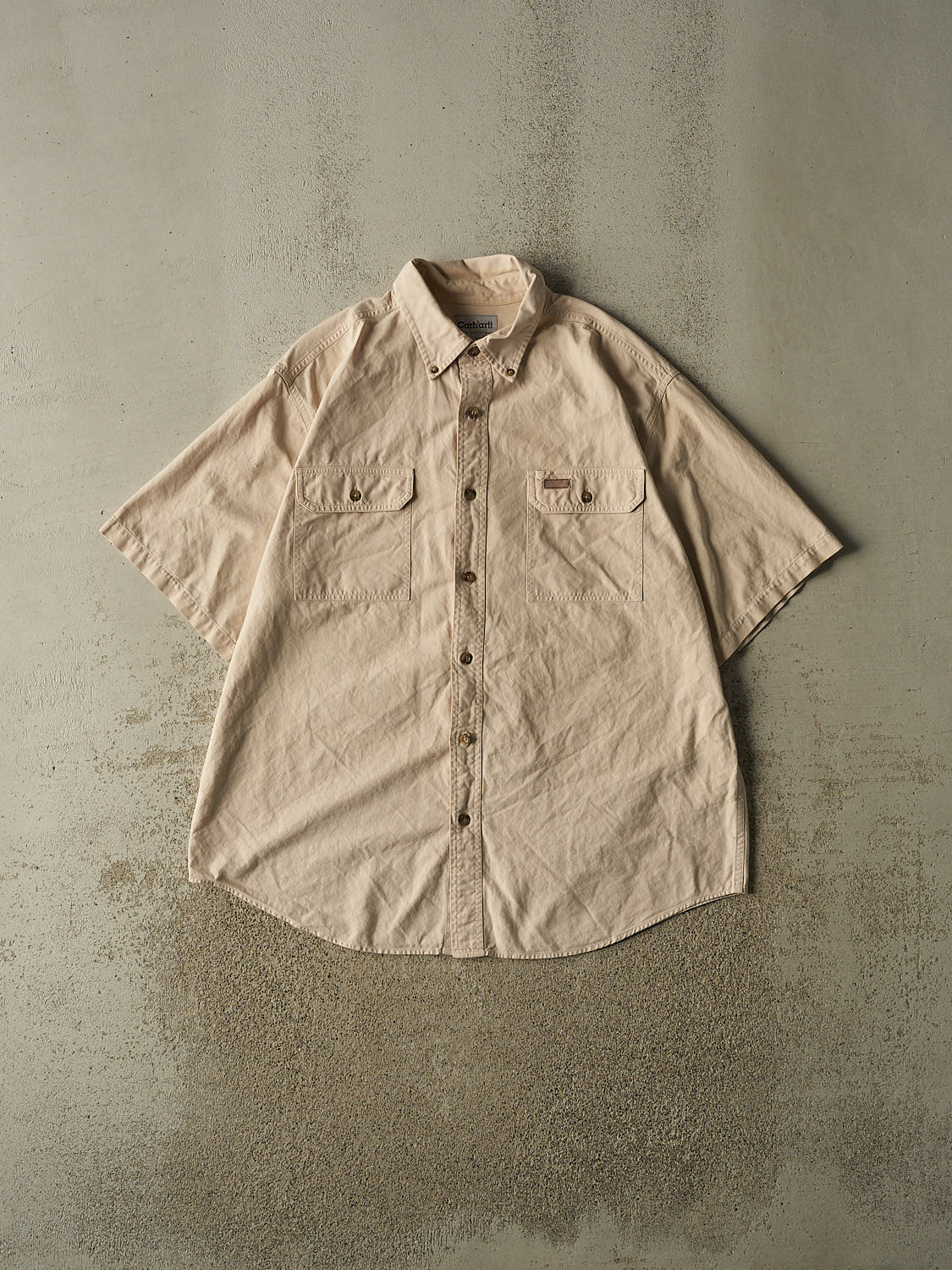 Vintage Y2K Beige Carhartt Button Up  Tee (XL/XXL)