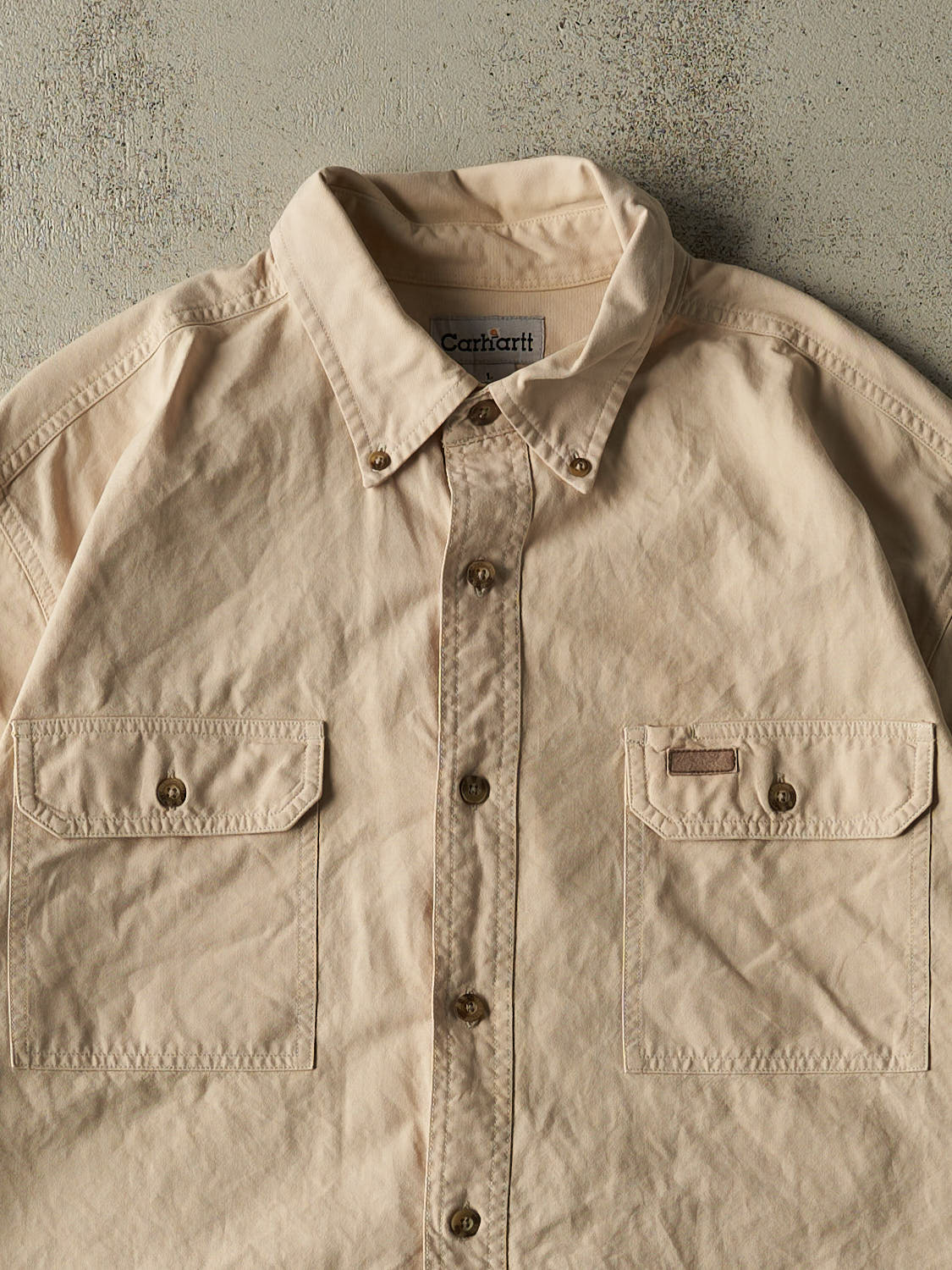 Vintage Y2K Beige Carhartt Button Up  Tee (XL/XXL)