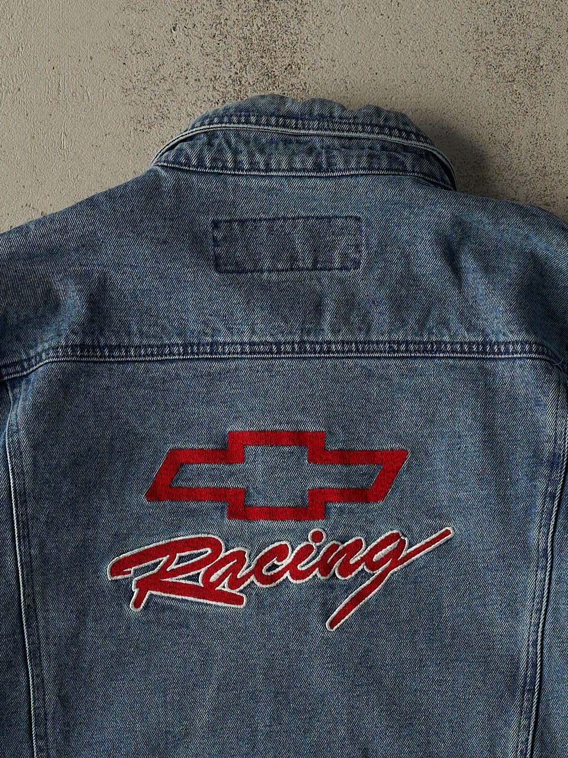 Vintage 90s Light Wash Chevrolet Nascar Denim Jacket (M/L)