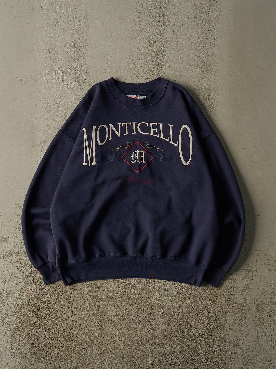 Vintage 90s Navy Blue Monticello IL Crewneck (L/XL)