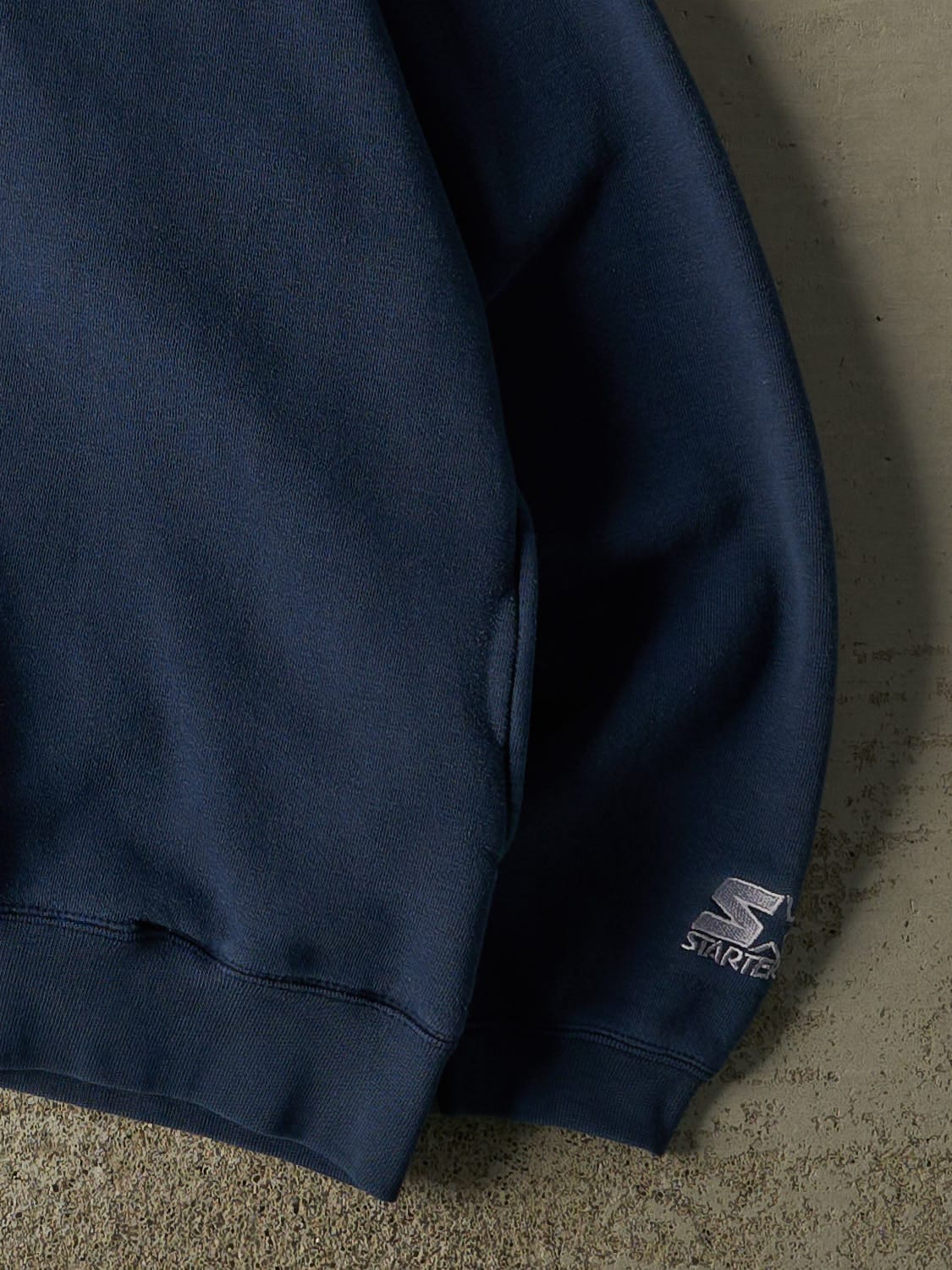 Vintage 90s Navy Blue Starter Quarter Button Hoodie (L/XL)