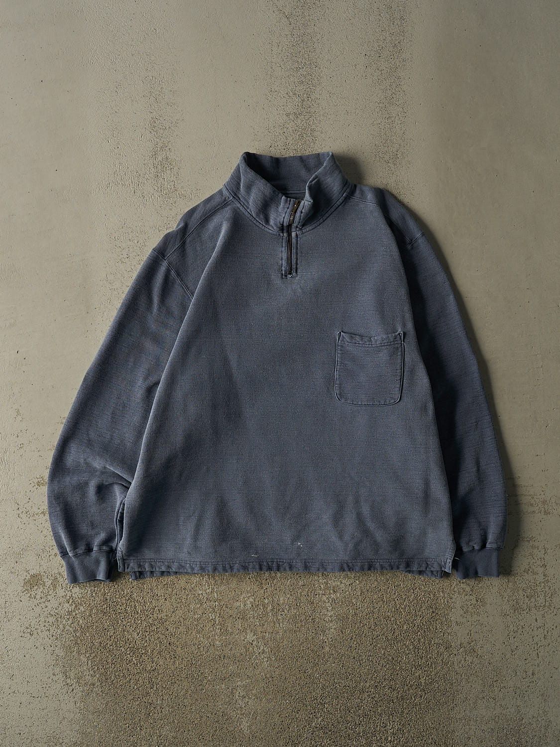 Vintage Y2K Washed Blue Blank Quarter Zip Sweater (L/XL)