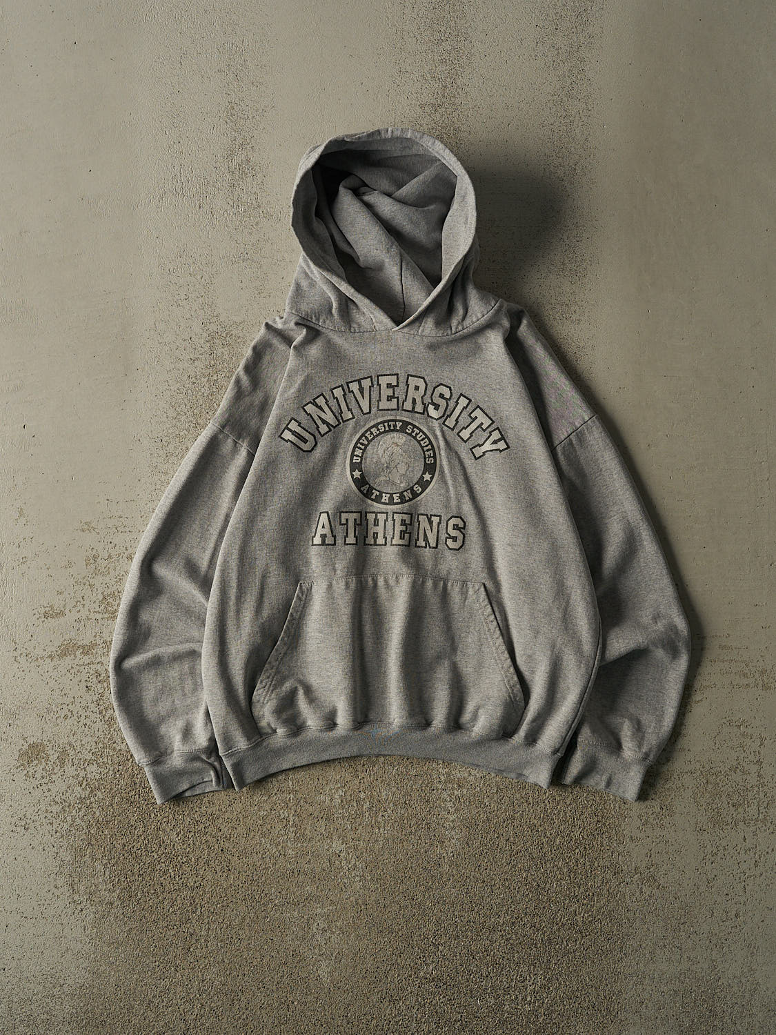 Vintage Y2K Grey University of Athens Hoodie (S/M)