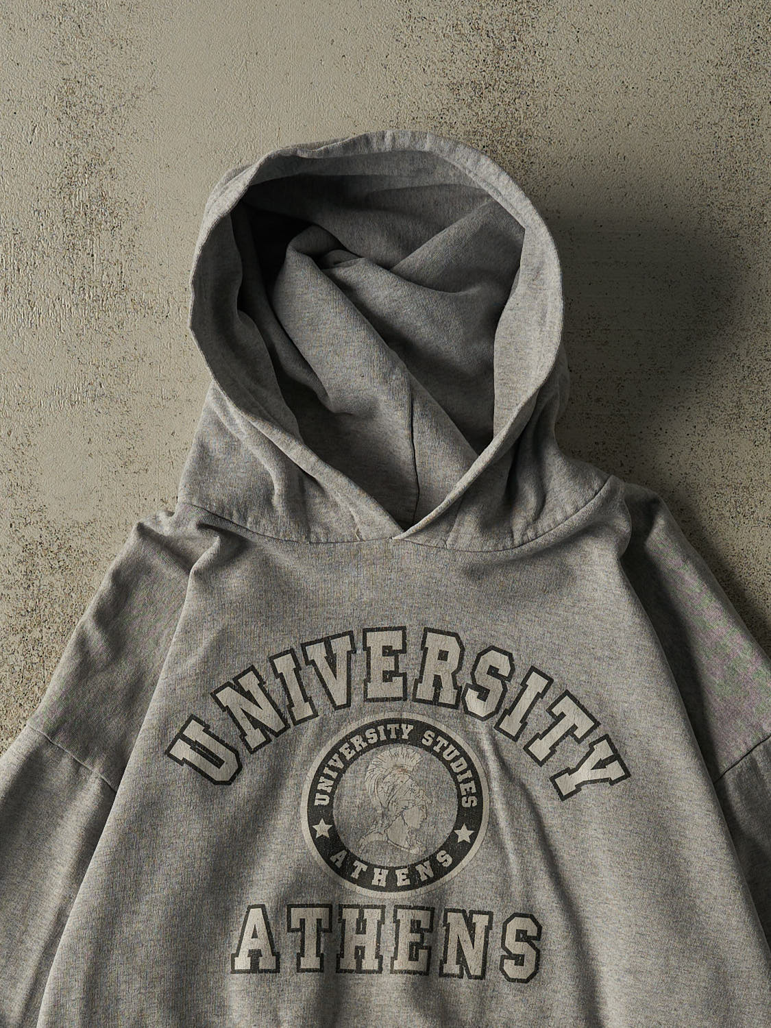 Vintage Y2K Grey University of Athens Hoodie (S/M)