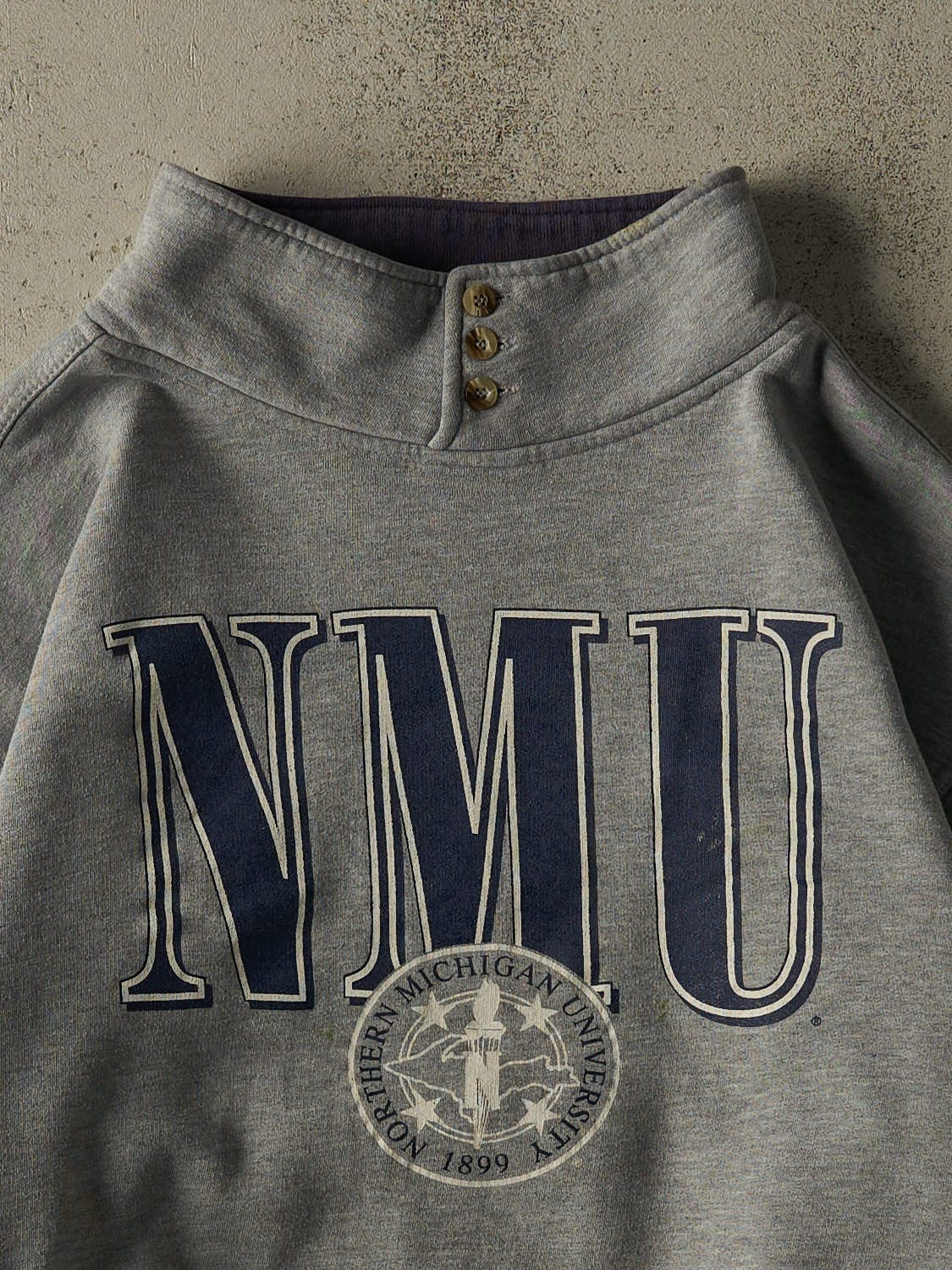 Vintage 90s Grey Northern Michigan University Quarter Button Sweater (M/L)
