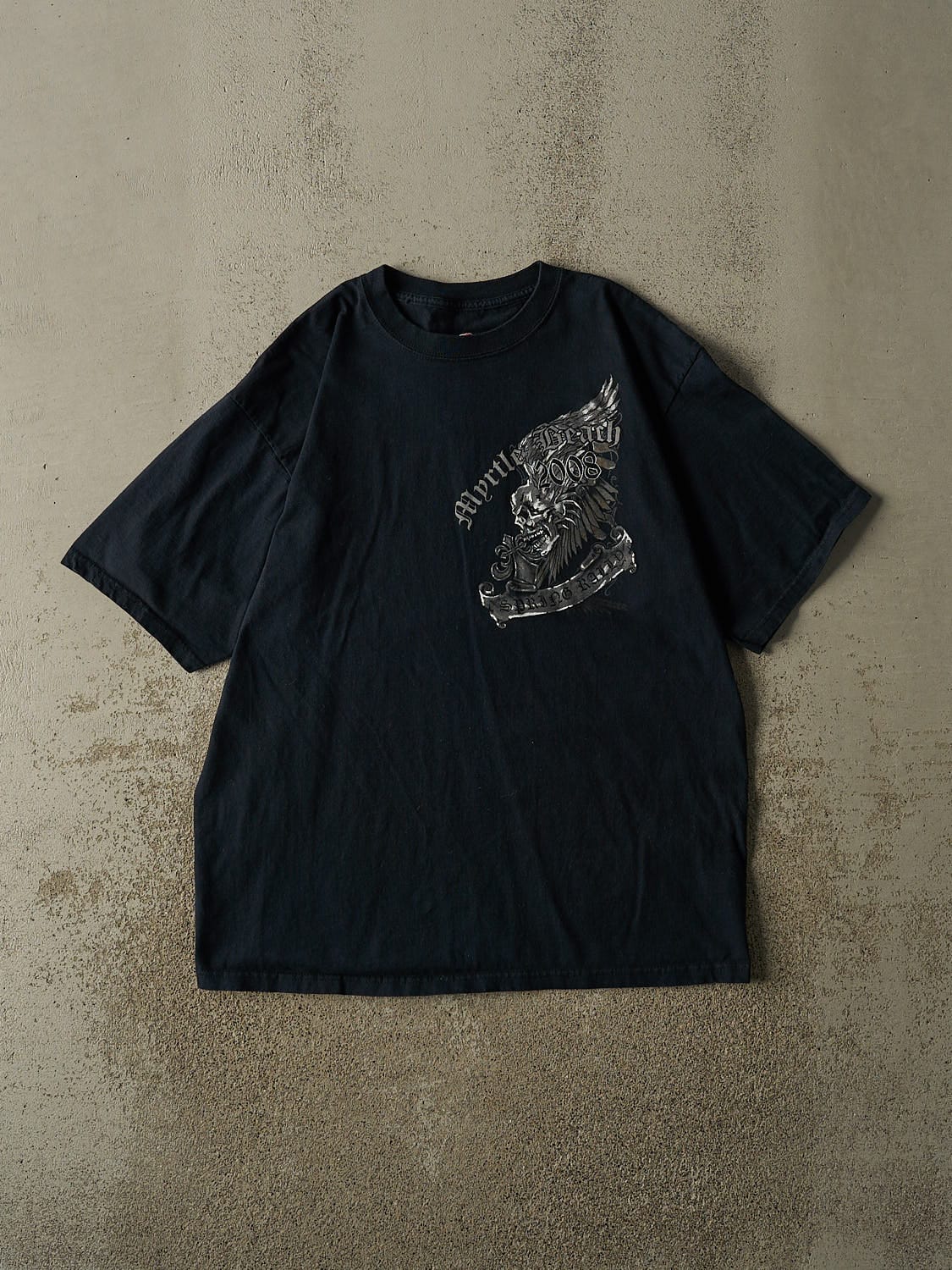 Vintage 08' Faded Black Myrtle Beach Bike Rally Tee (L/XL)