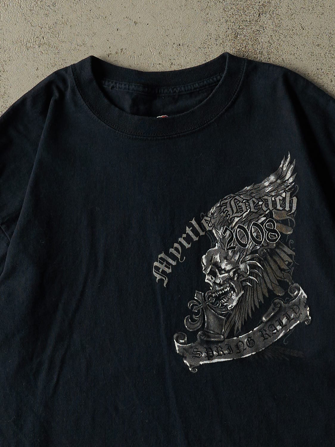 Vintage 08' Faded Black Myrtle Beach Bike Rally Tee (L/XL)