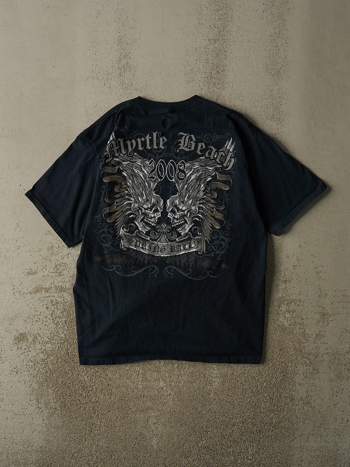 Vintage 08' Faded Black Myrtle Beach Bike Rally Tee (L/XL)