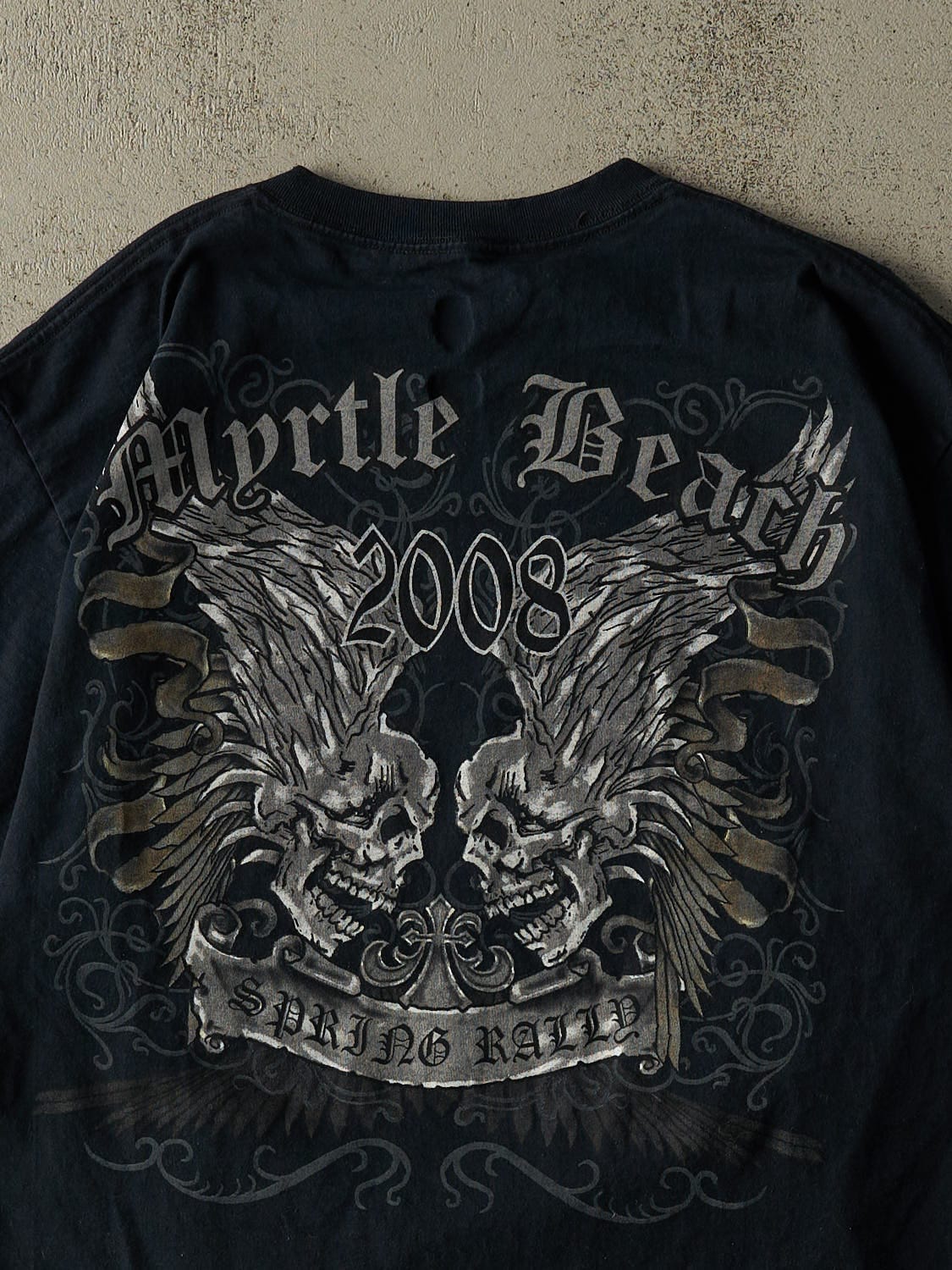 Vintage 08' Faded Black Myrtle Beach Bike Rally Tee (L/XL)