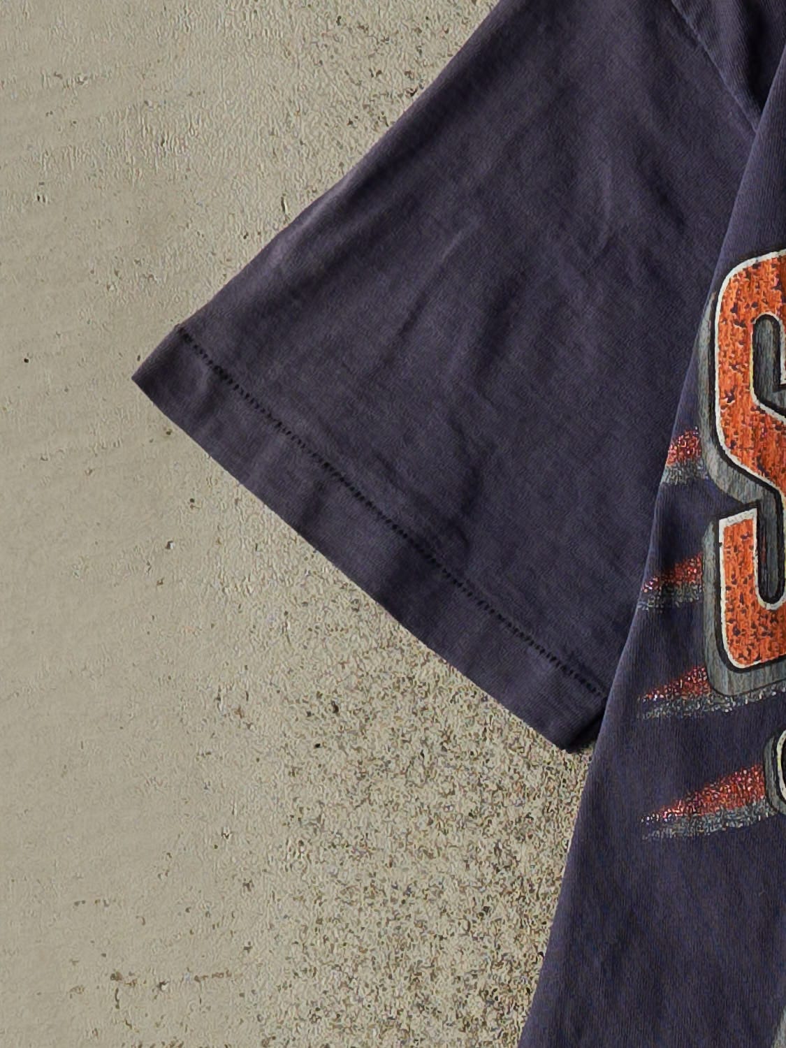 Vintage 90s Sun Faded Navy Syracuse Orangemen Football Single Stitch Tee (S/M)