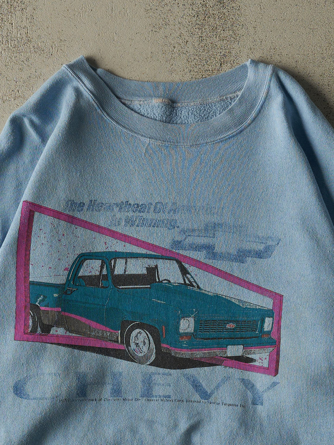 Vintage 80s Baby Blue Chevrolet Chevy Truck Crewneck (L/XL)