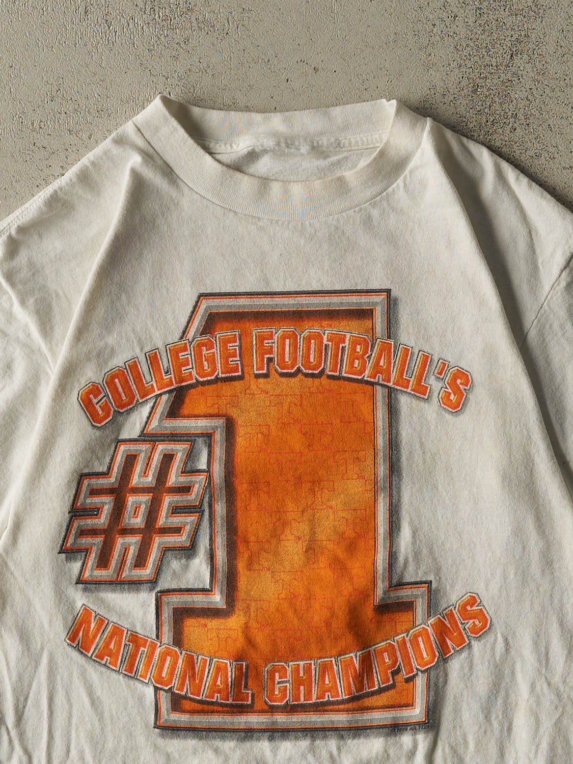 Vintage 99' White University of Tennessee National Champions Tee (S/M)