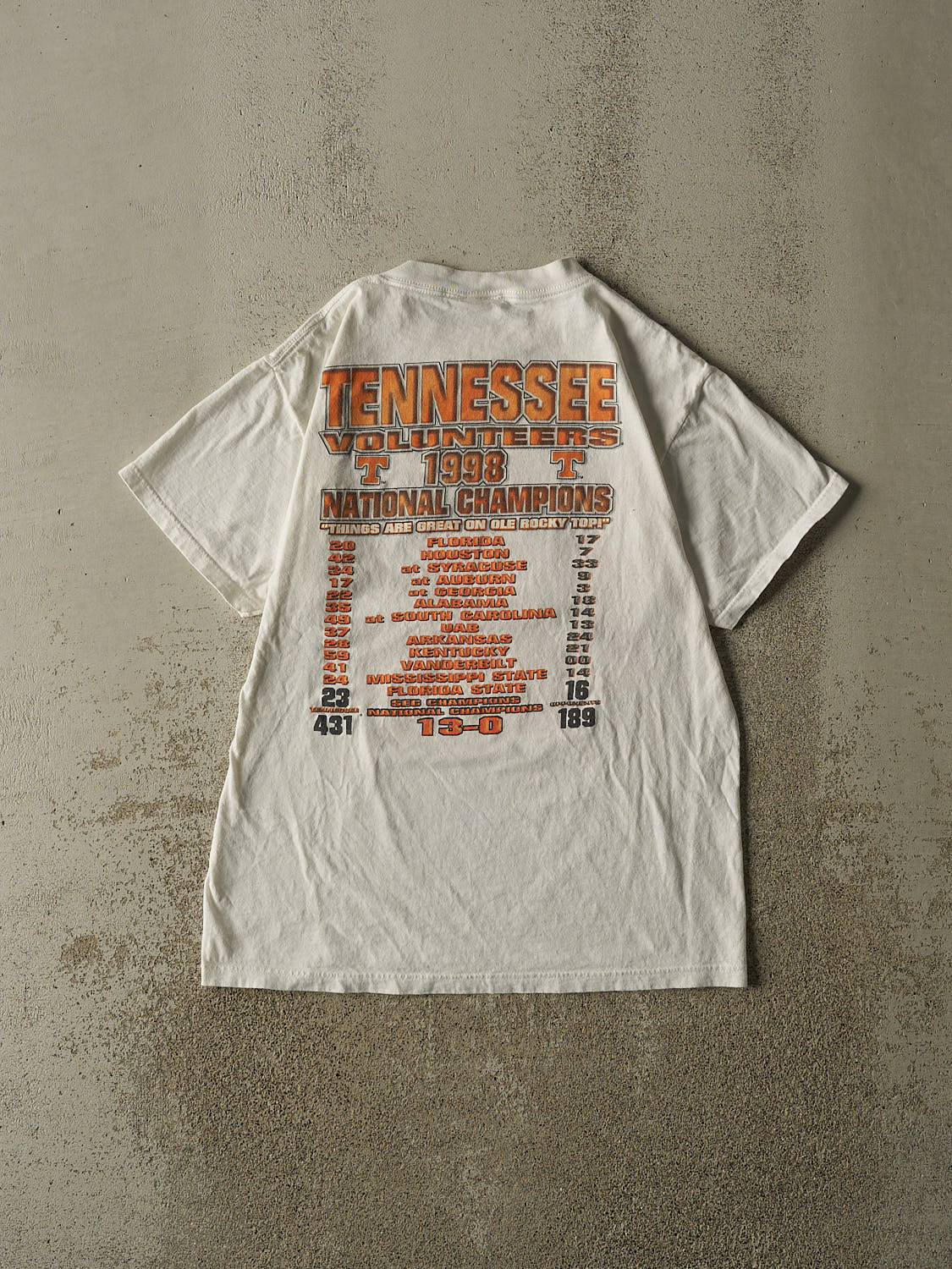 Vintage 99' White University of Tennessee National Champions Tee (S/M)
