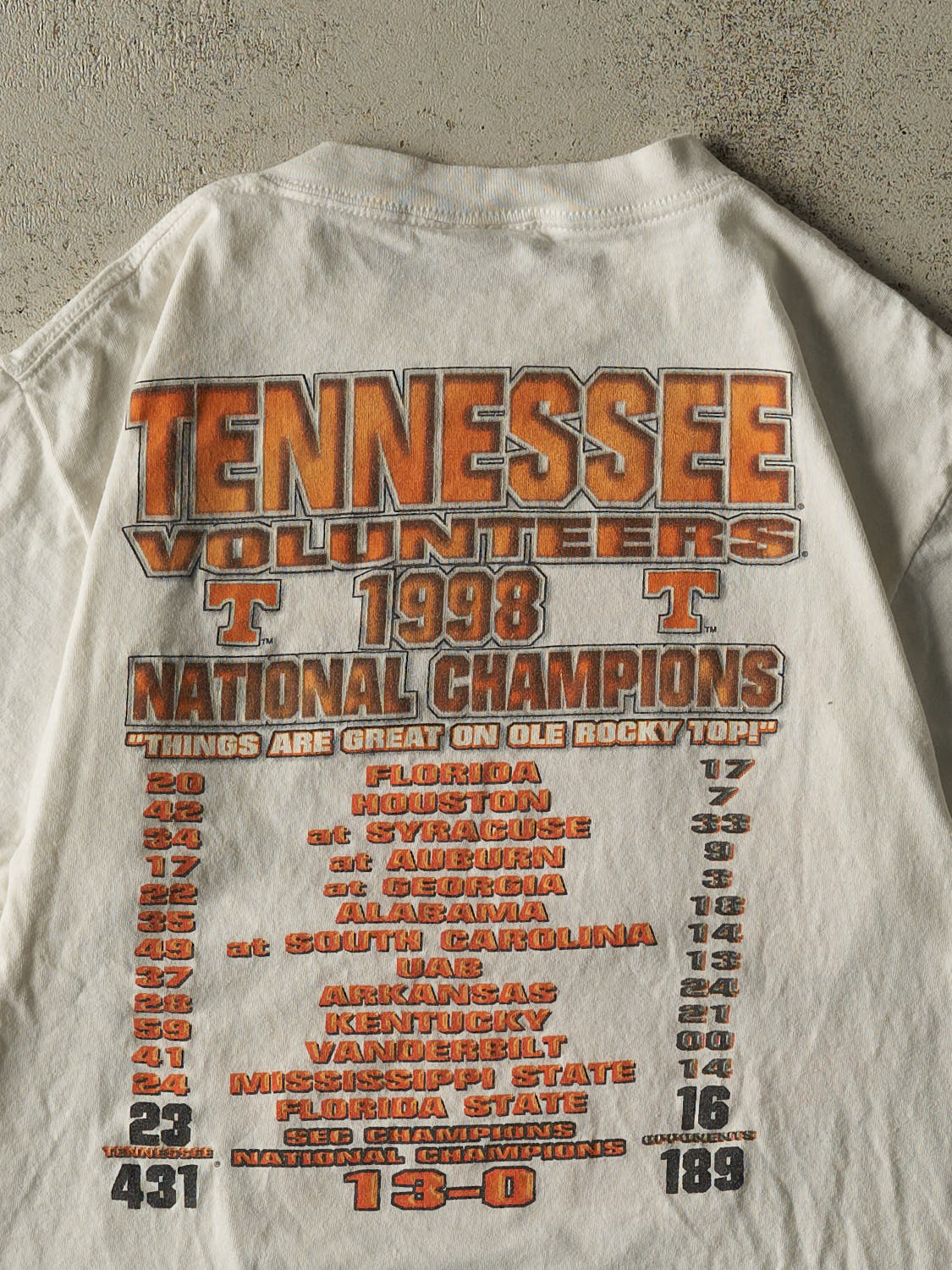 Vintage 99' White University of Tennessee National Champions Tee (S/M)