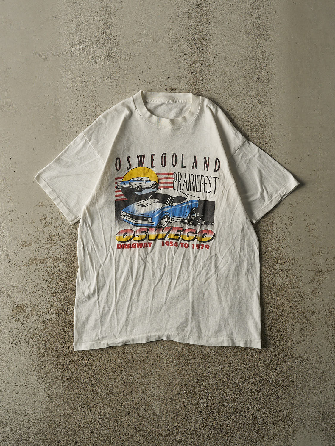 Vintage 80s White Oswego Dragway Single Stitch Racing Tee (S/M)