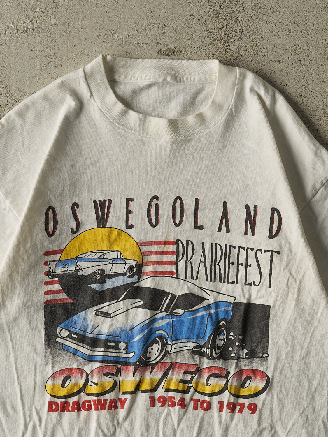 Vintage 80s White Oswego Dragway Single Stitch Racing Tee (S/M)