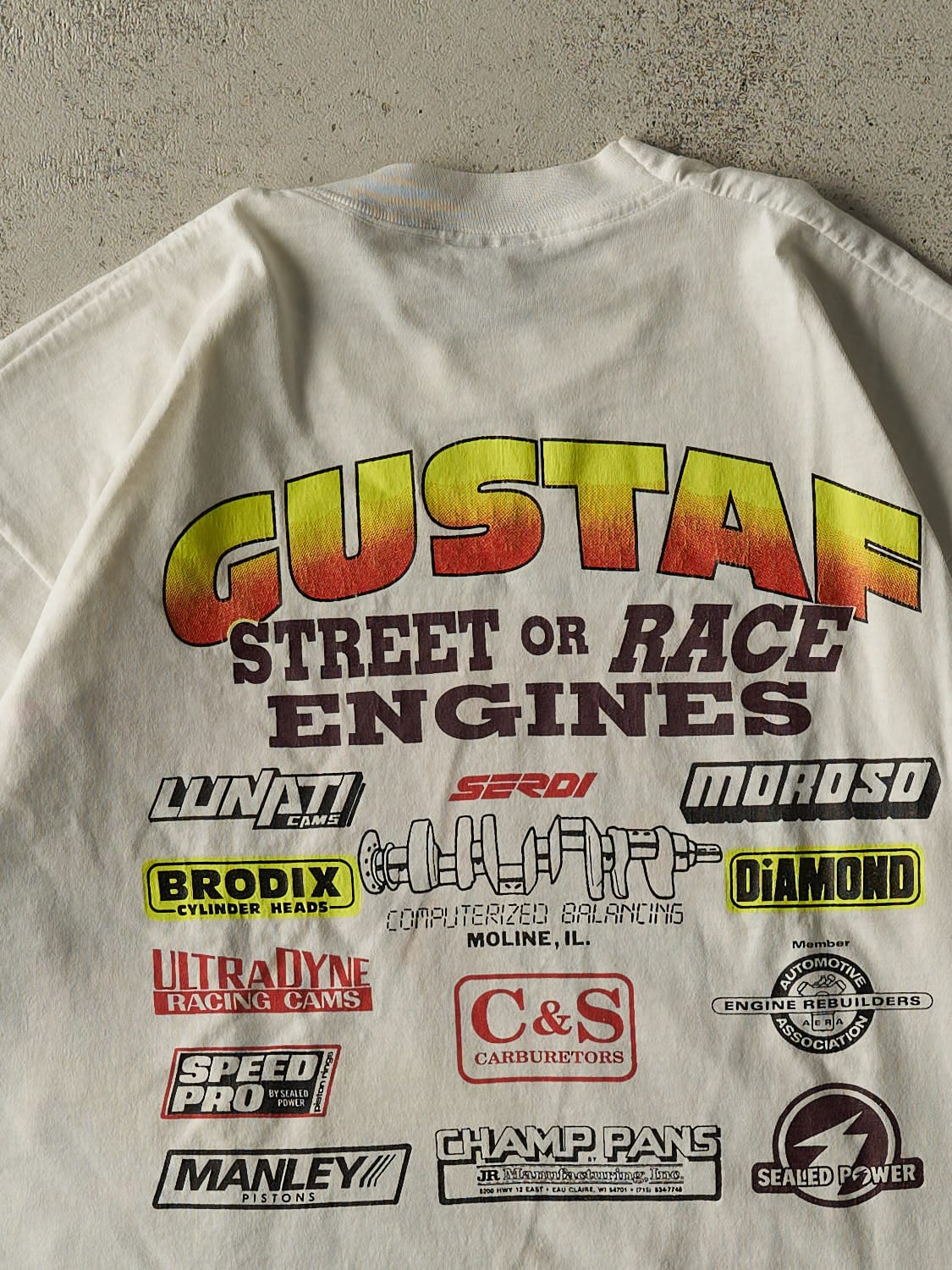 Vintage 93' White Vintage Rods Car Single Stitch Tee (L)