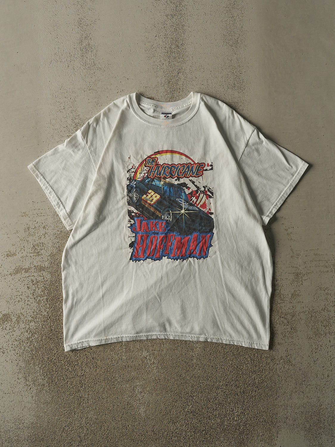 Vintage Y2K White Jake Hoffman Racing Tee (L/XL)