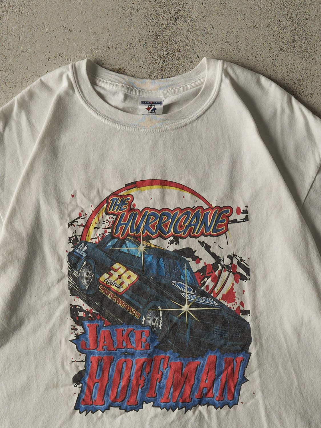 Vintage Y2K White Jake Hoffman Racing Tee (L/XL)