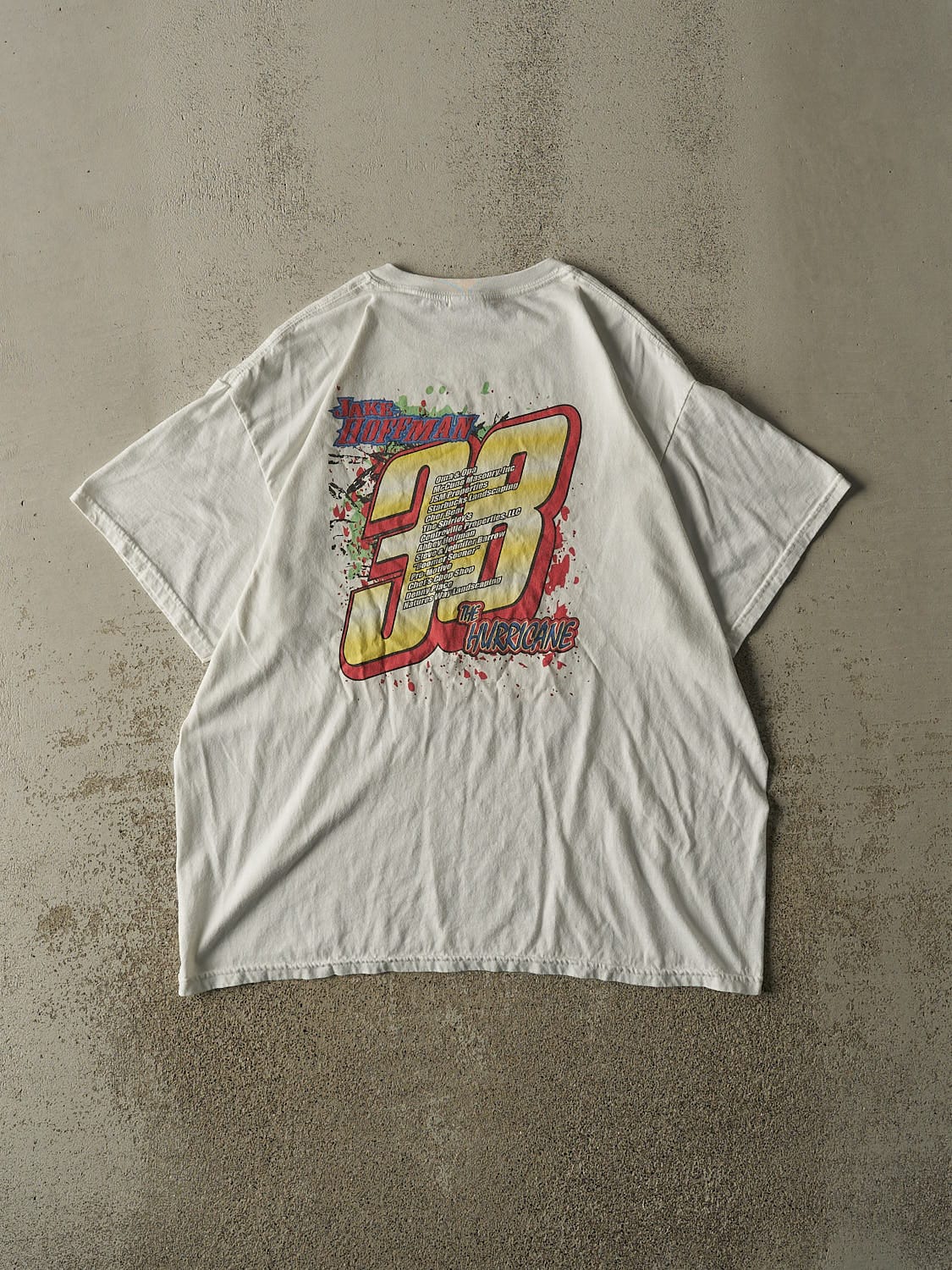 Vintage Y2K White Jake Hoffman Racing Tee (L/XL)