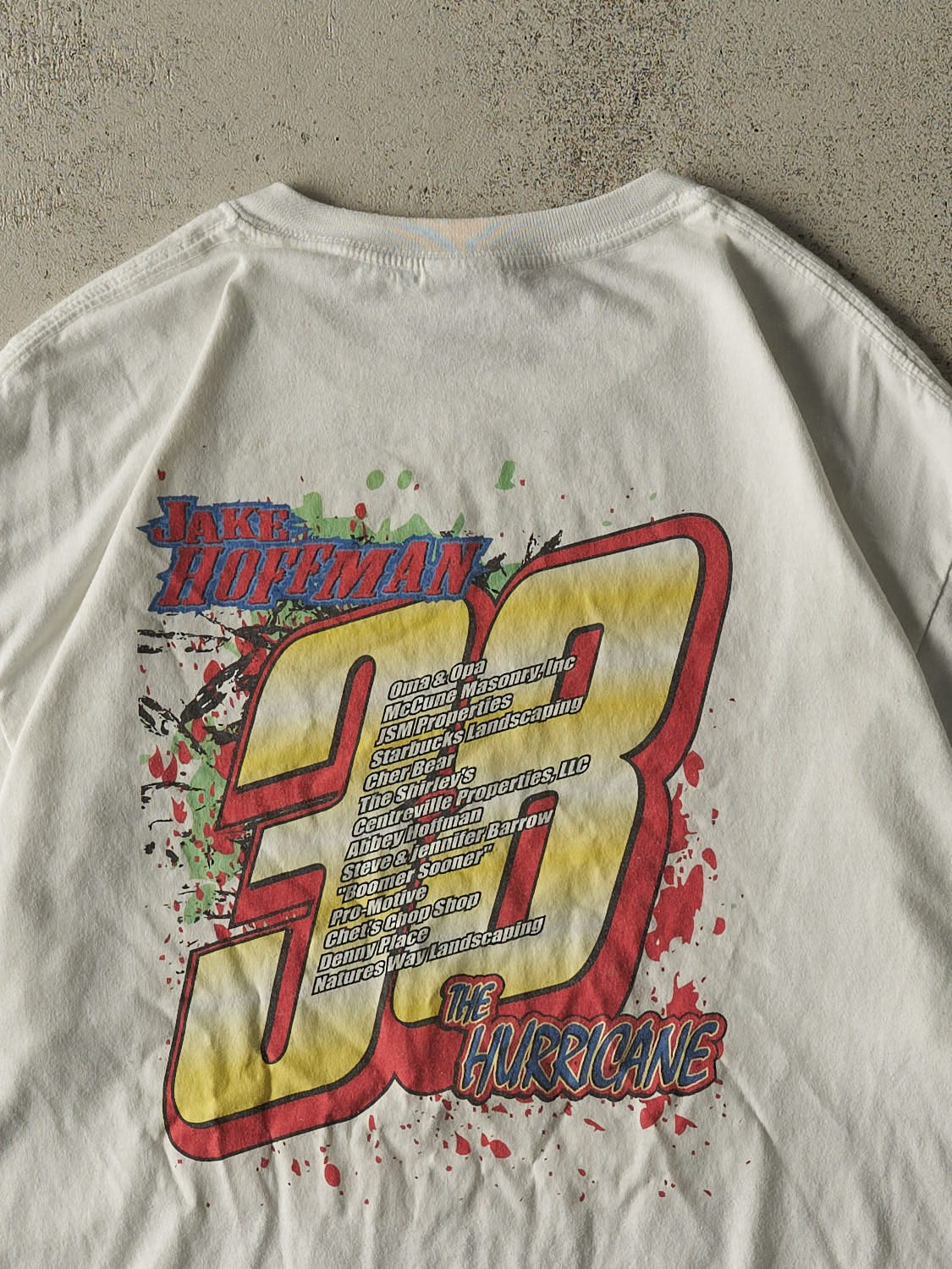Vintage Y2K White Jake Hoffman Racing Tee (L/XL)
