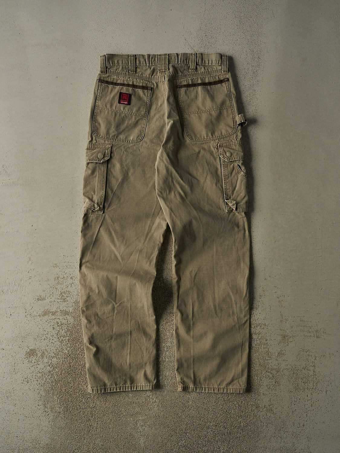 Vintage 90s Beige Wrangler Riggs Double Knee Carpenter Rip Stop Pants (33x34)