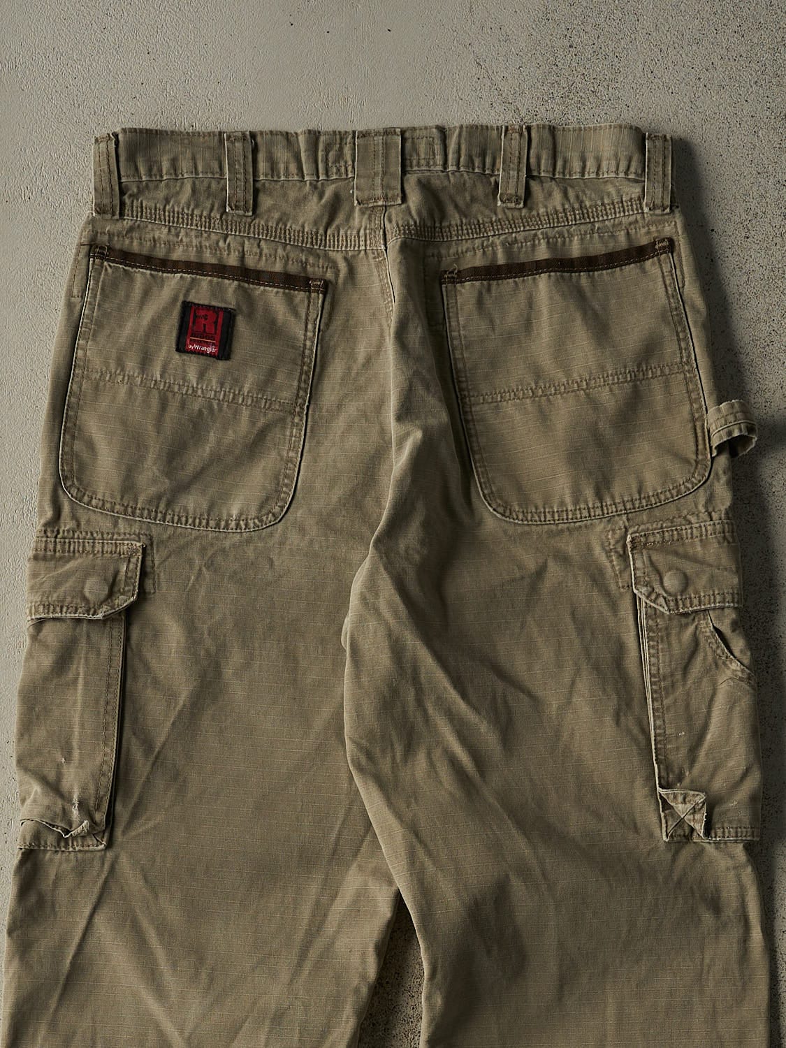 Vintage 90s Beige Wrangler Riggs Double Knee Carpenter Rip Stop Pants (33x34)
