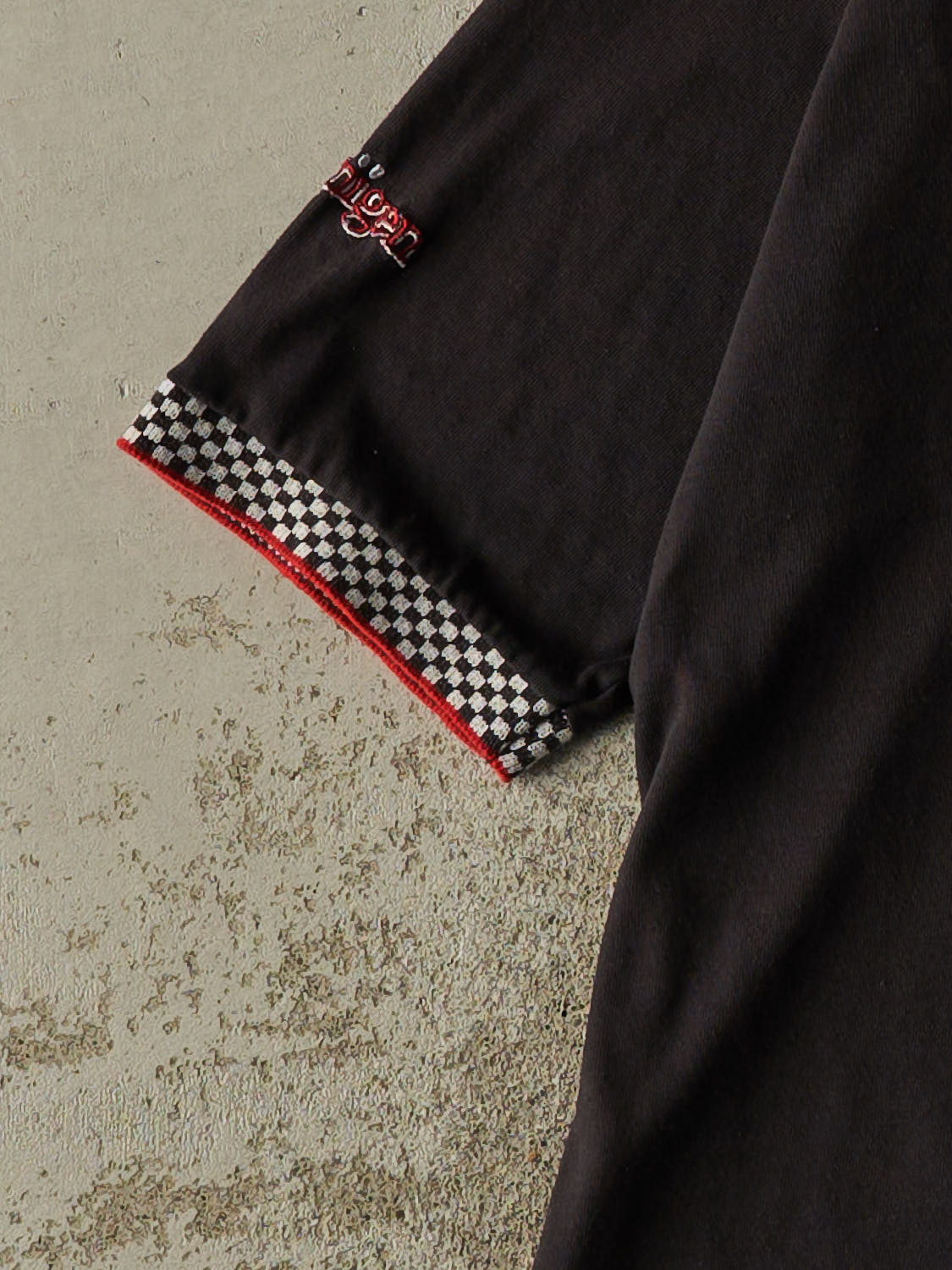 Vintage 80s Black Chevrolet Winston Drag Race Quarter Button Tee (L)