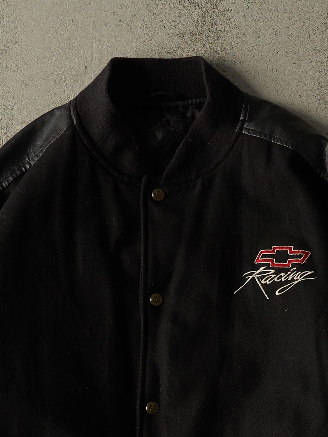 Vintage 90s Black Chevrolet Racing Varsity Jacket (L/XL)