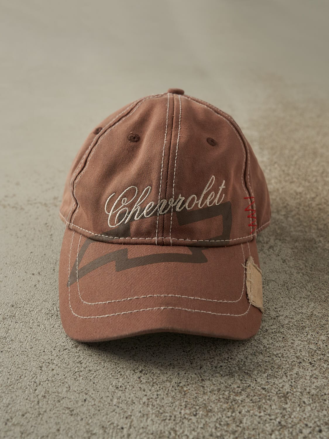 Vintage Y2K Sun Faded Brown Chevrolet Embroidered Velcro Back Hat (O/S)