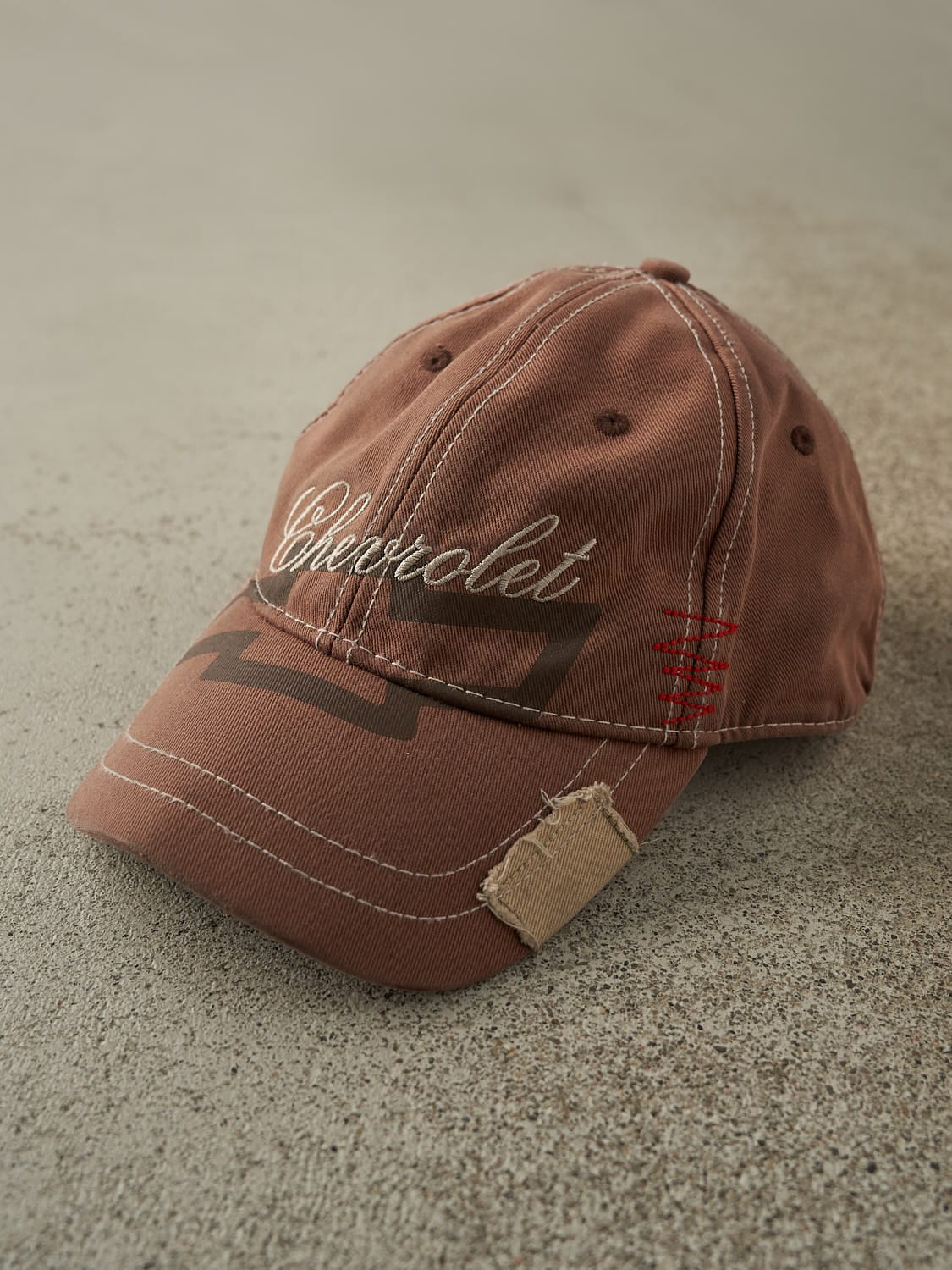 Vintage Y2K Sun Faded Brown Chevrolet Embroidered Velcro Back Hat (O/S)