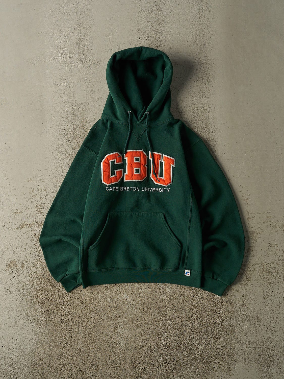 Vintage Y2K Green Russell Athletic Cape Breton University Hoodie (XS)
