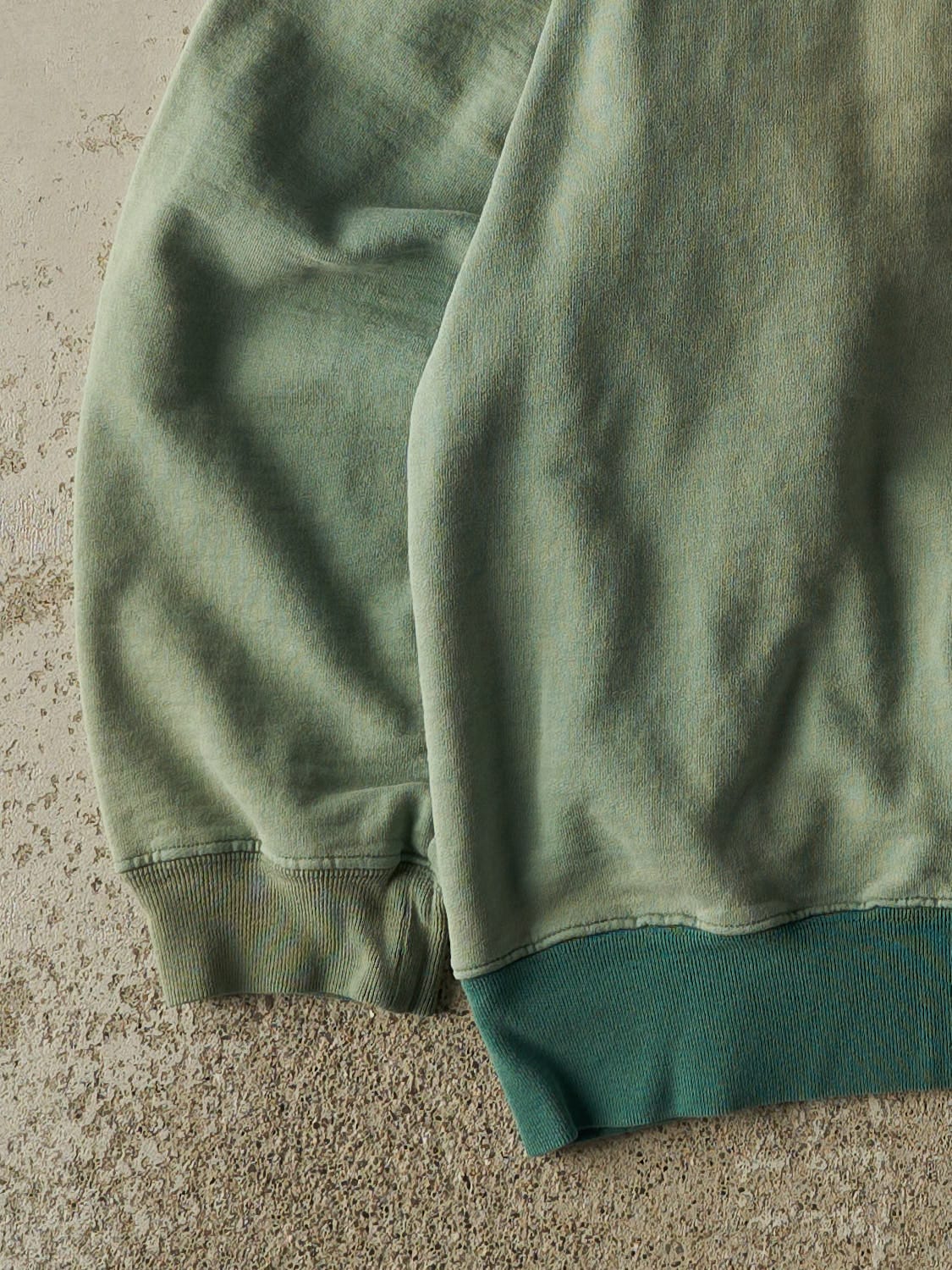 Vintage 90s Washed Green Quarter Zip Embroidered Sweater (M/L)