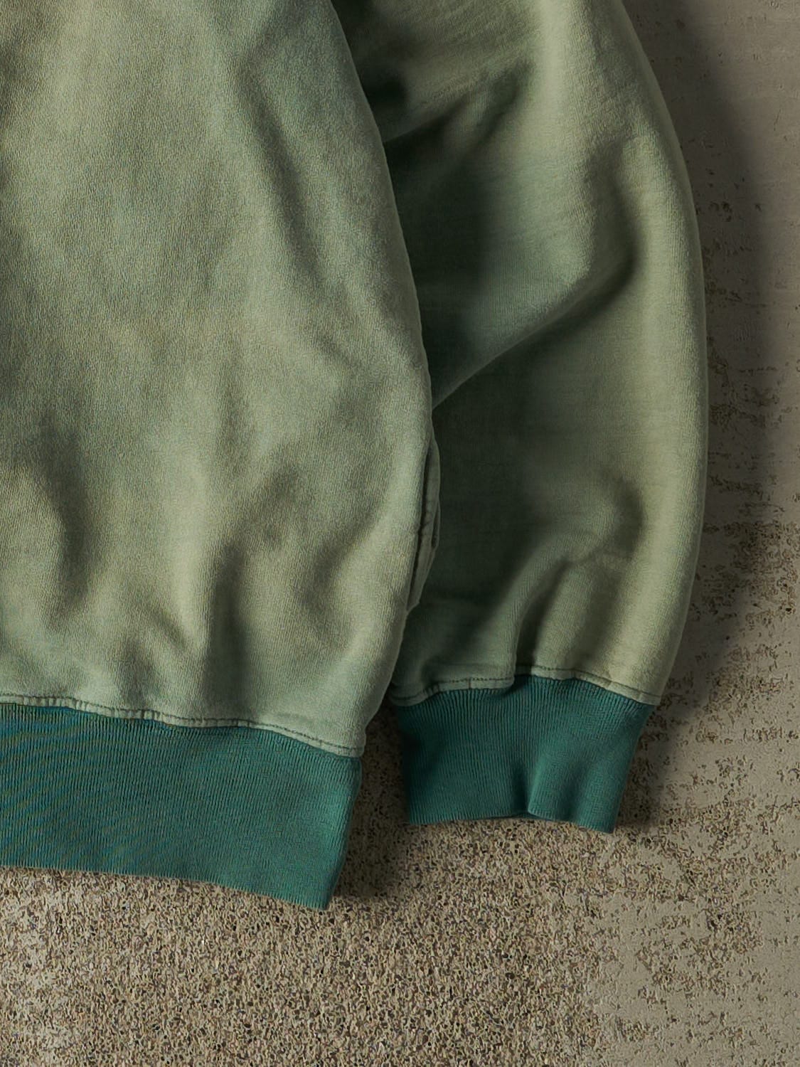 Vintage 90s Washed Green Quarter Zip Embroidered Sweater (M/L)