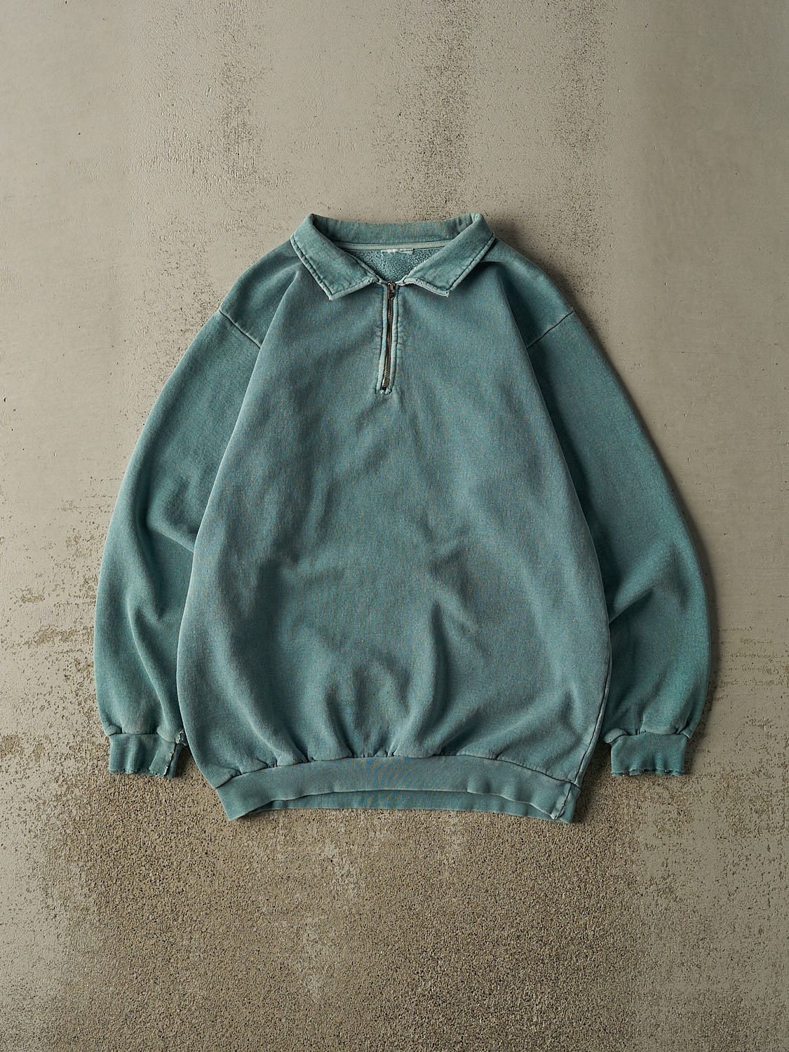 Vintage 90s Teal Quarter Zip Sweater (L)