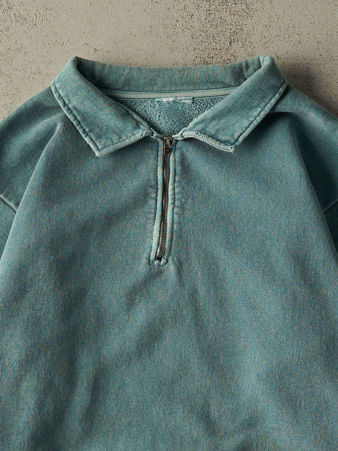 Vintage 90s Teal Quarter Zip Sweater (L)