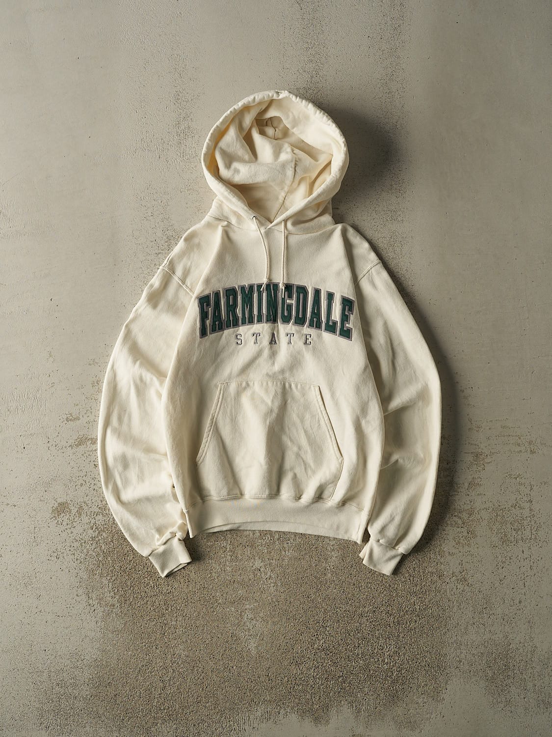Vintage 90s Beige Champion Farmingdale State Hoodie (XS/S)