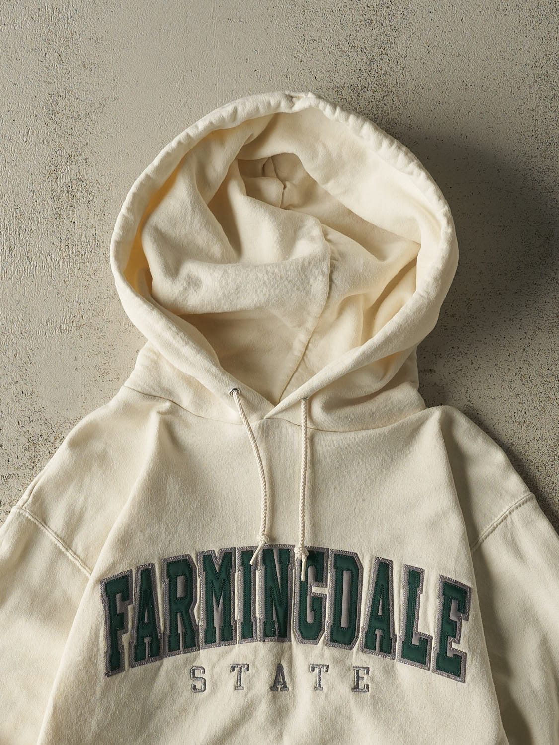 Vintage 90s Beige Champion Farmingdale State Hoodie (XS/S)