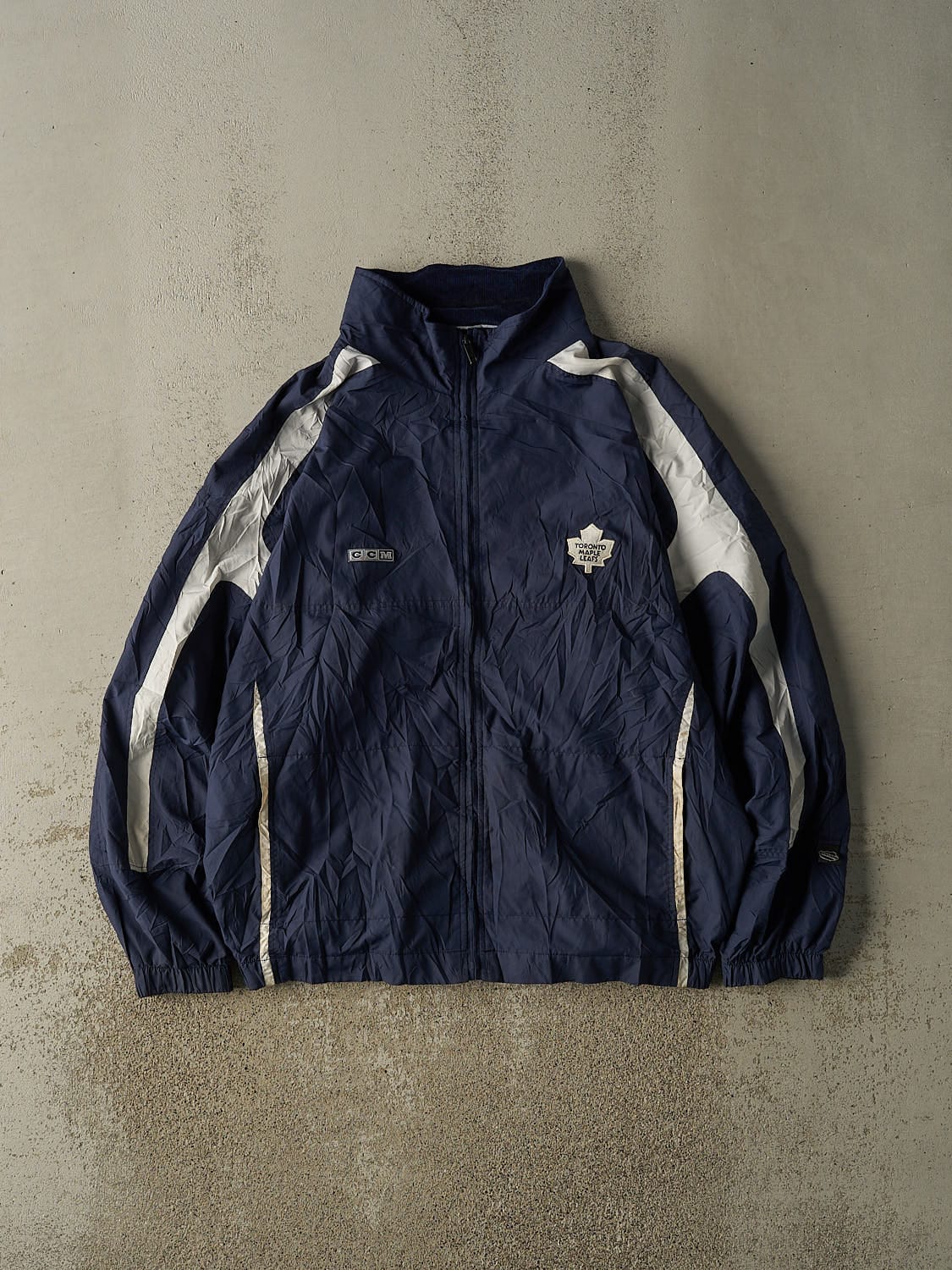 Vintage Y2K Navy Blue Toronto Maple Leafs Windbreaker Jacket (XXL)