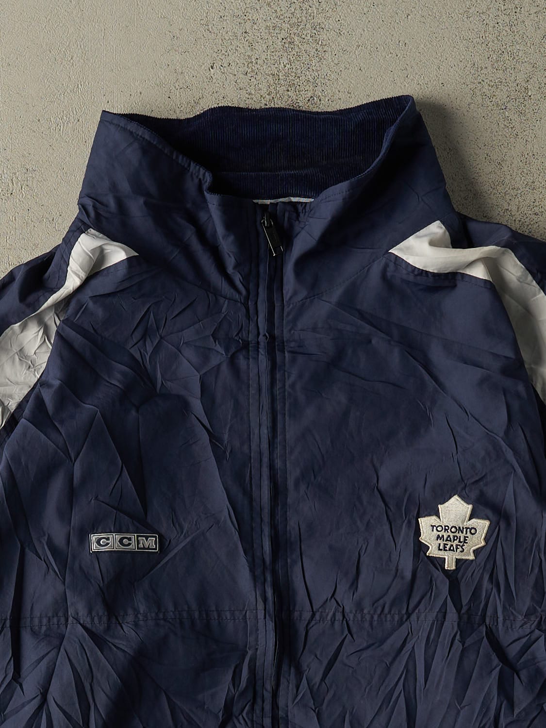 Vintage Y2K Navy Blue Toronto Maple Leafs Windbreaker Jacket (XXL)