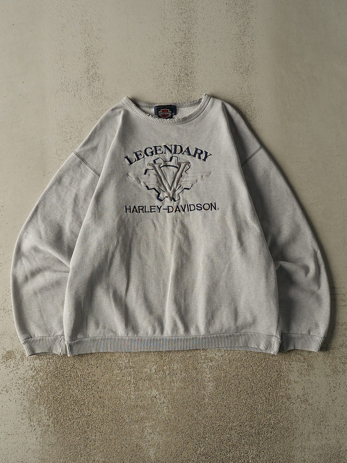 Vintage 90s Grey Harley Davidson Embroidered Crewneck (XL)