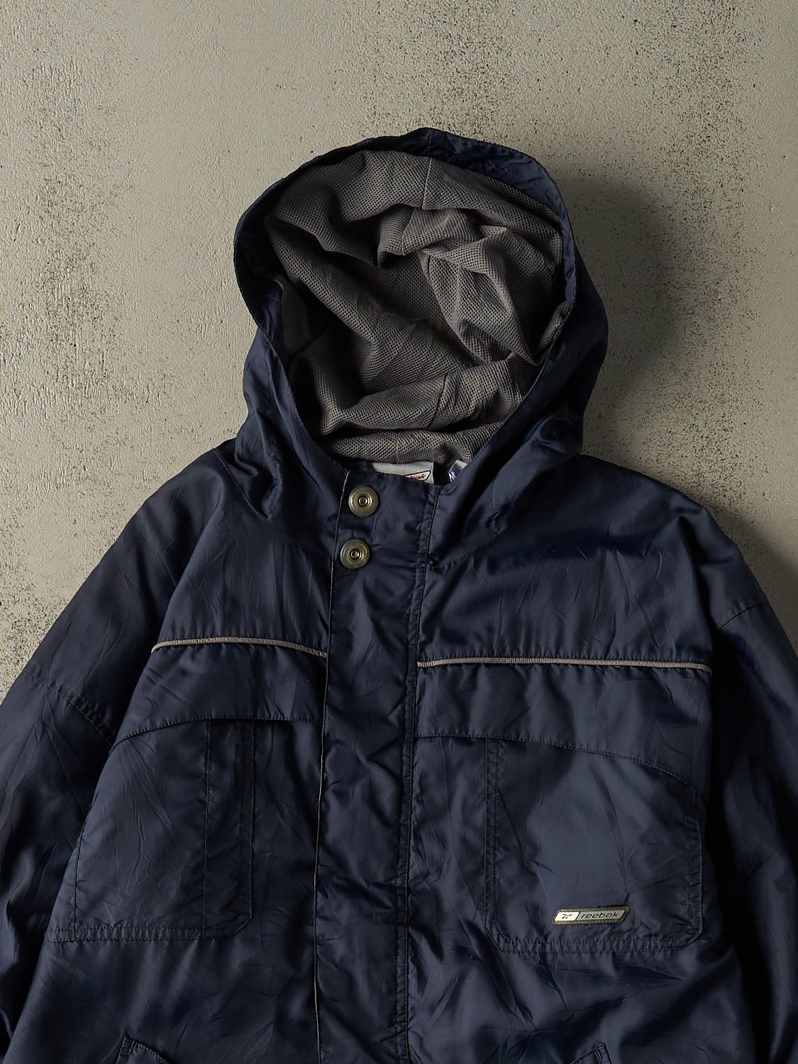 Vintage Y2K Navy Blue Reebok Fleece Lined Windbreaker Jacket (M/L)