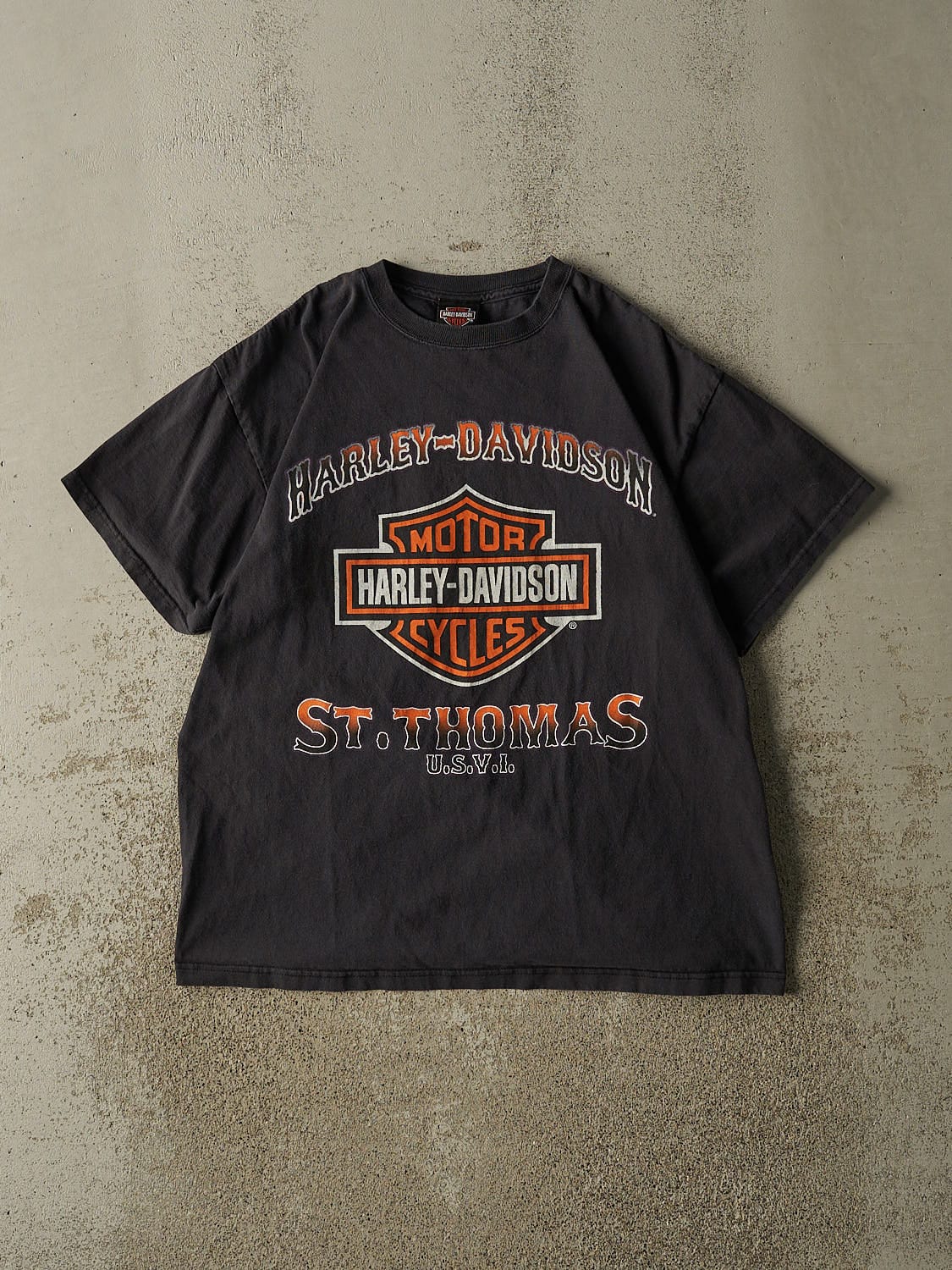 Vintage Y2K Faded Black Harley Davidson St Thomas Tee (L)