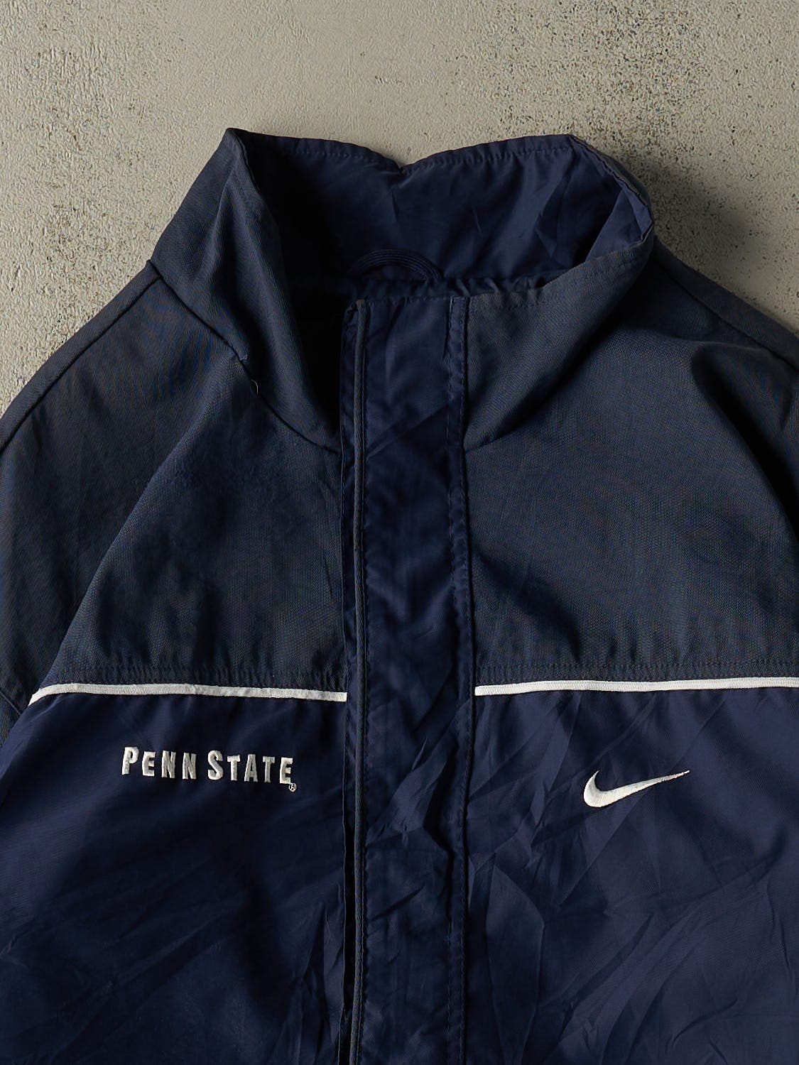 Vintage Y2K Navy Blue Nike Penn State University Windbreaker Jacket (XXL)