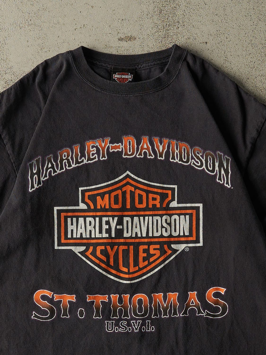 Vintage Y2K Faded Black Harley Davidson St Thomas Tee (L)