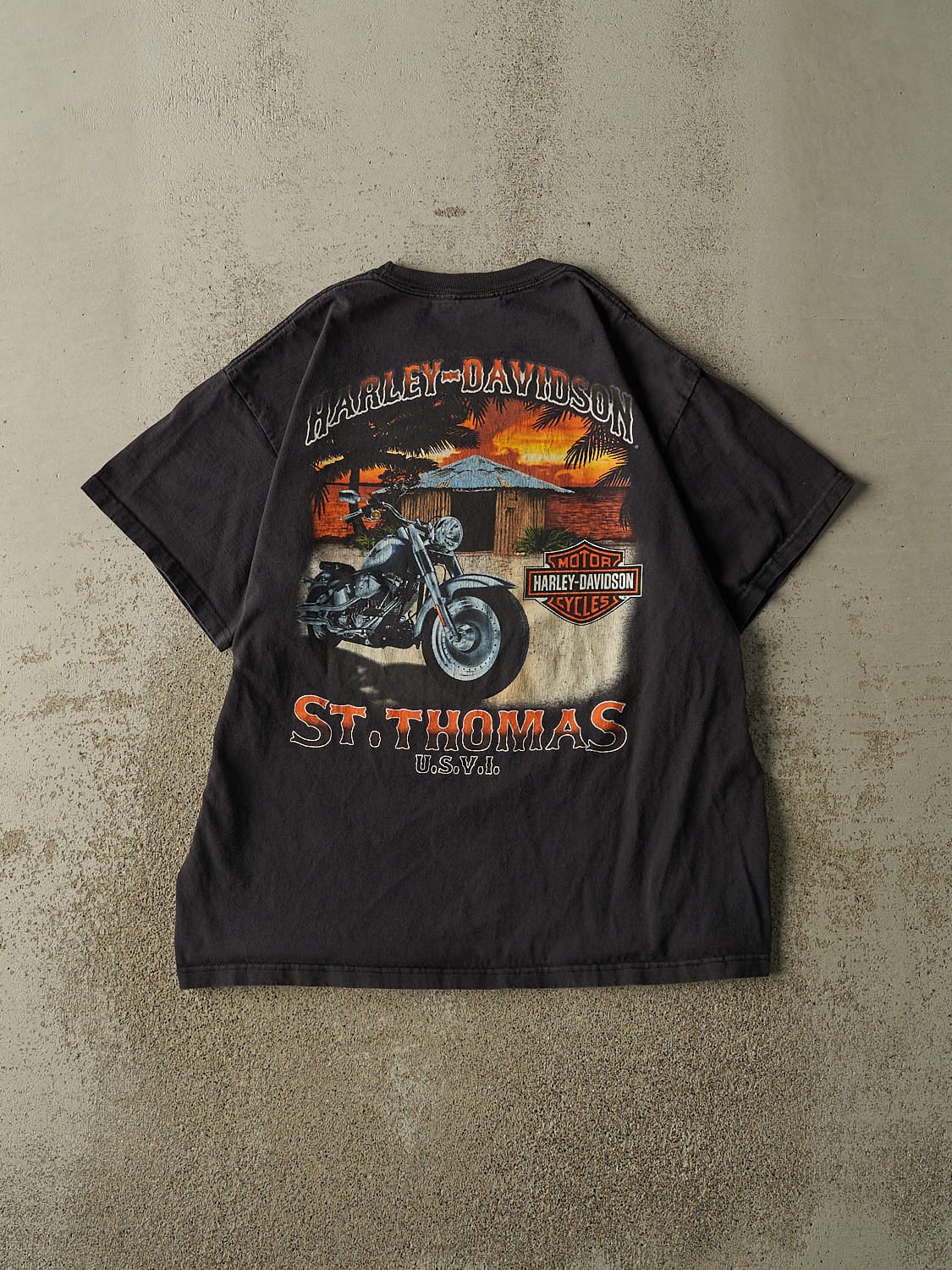 Vintage Y2K Faded Black Harley Davidson St Thomas Tee (L)