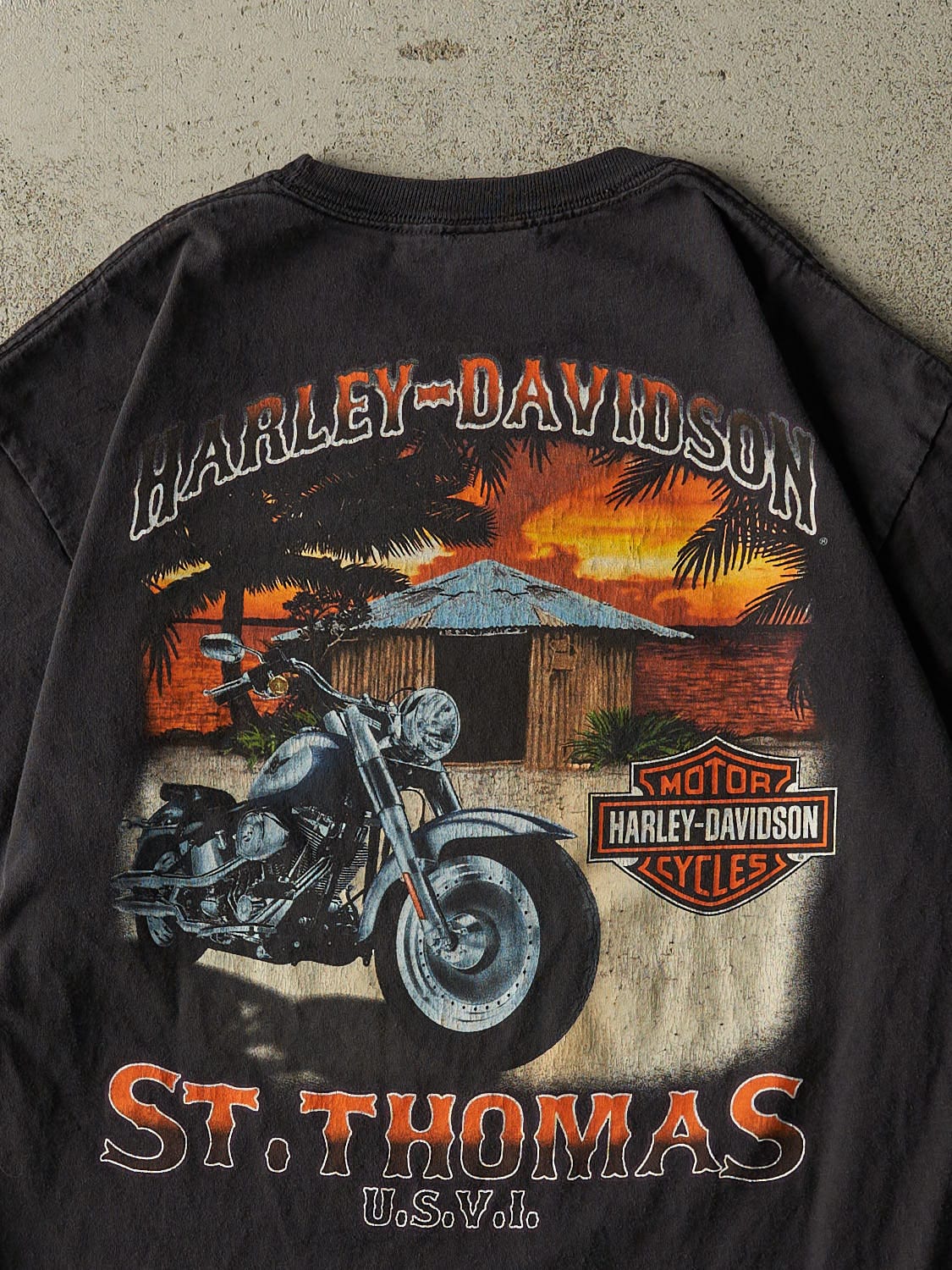 Vintage Y2K Faded Black Harley Davidson St Thomas Tee (L)