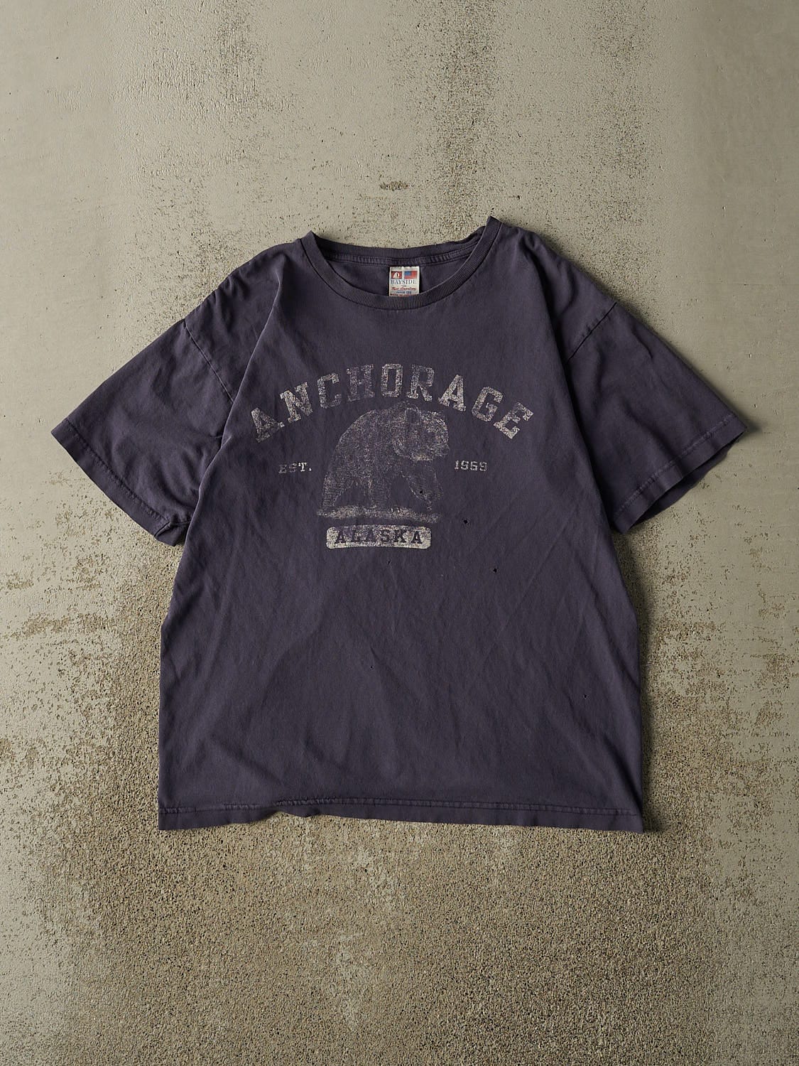 Vintage Y2K Sun Faded Navy Anchorage Alaska Tee (M)