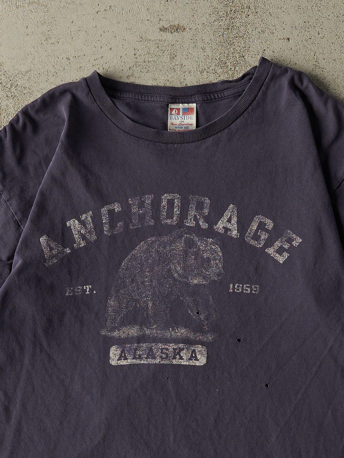 Vintage Y2K Sun Faded Navy Anchorage Alaska Tee (M)